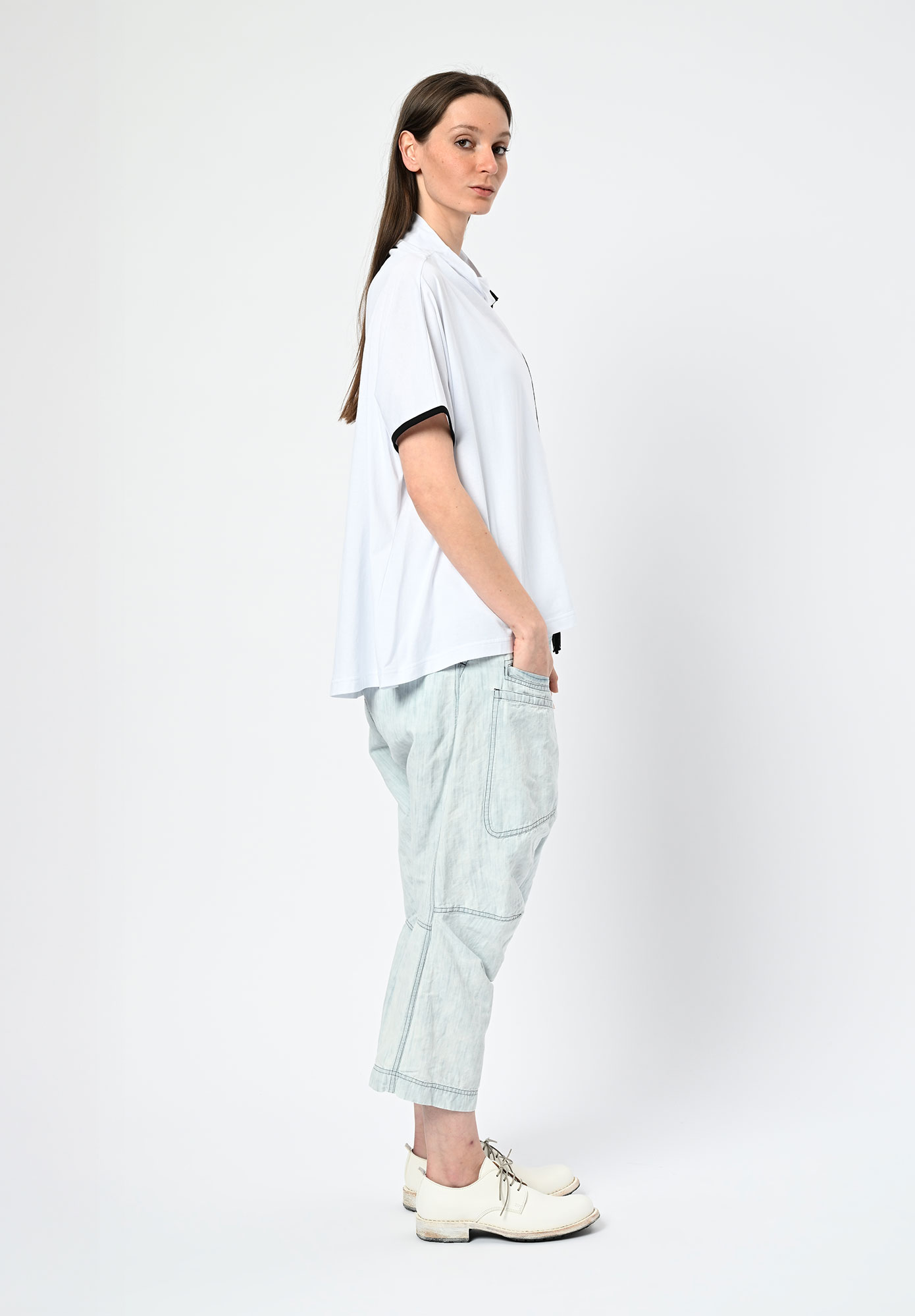 MOYURU - HORIZON EDGE RELAXED TOP - WHITE | BLACK STRIPE