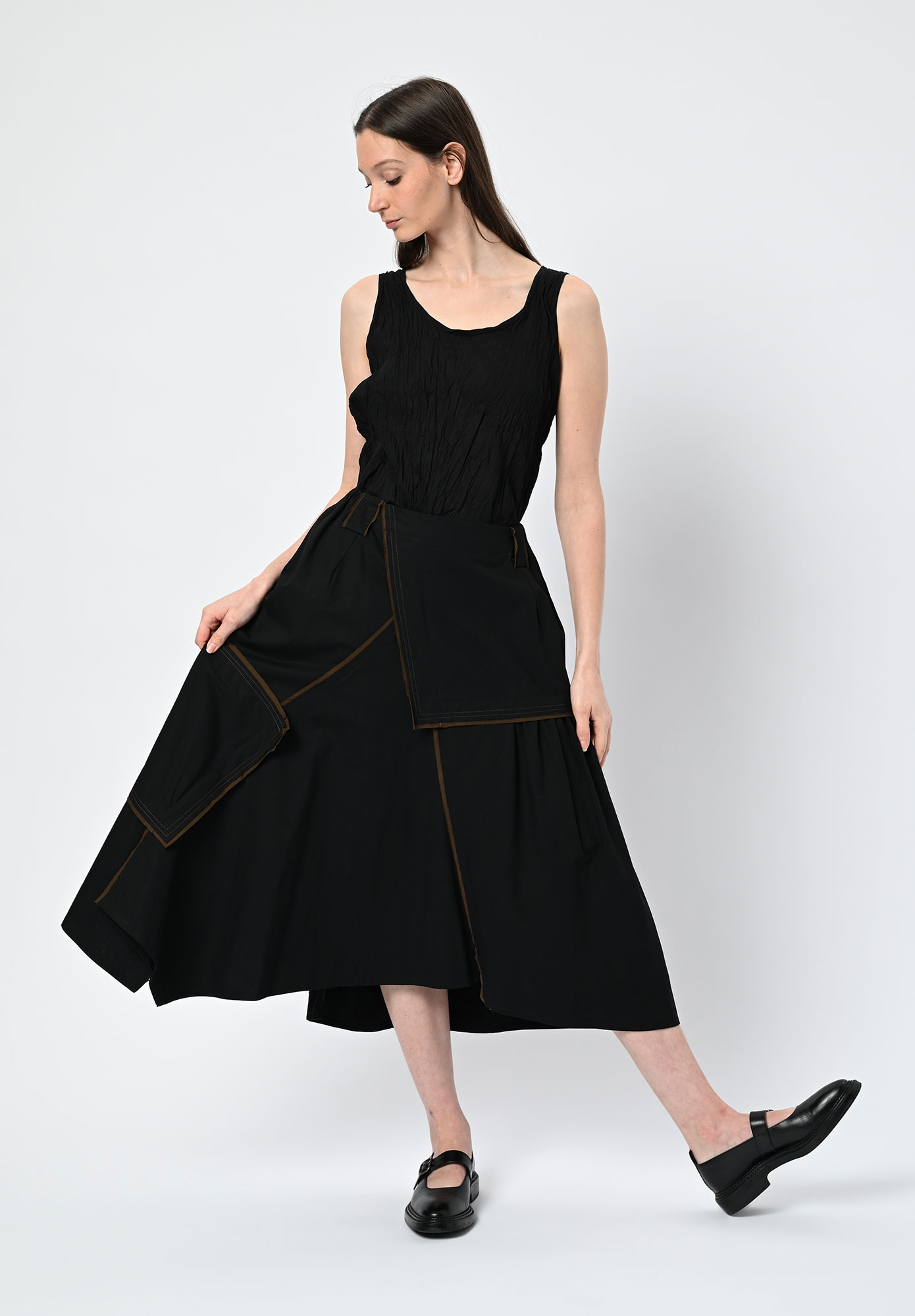 MOYURU - INTERSECTIONAL PANEL SKIRT - BLACK | KHAKI