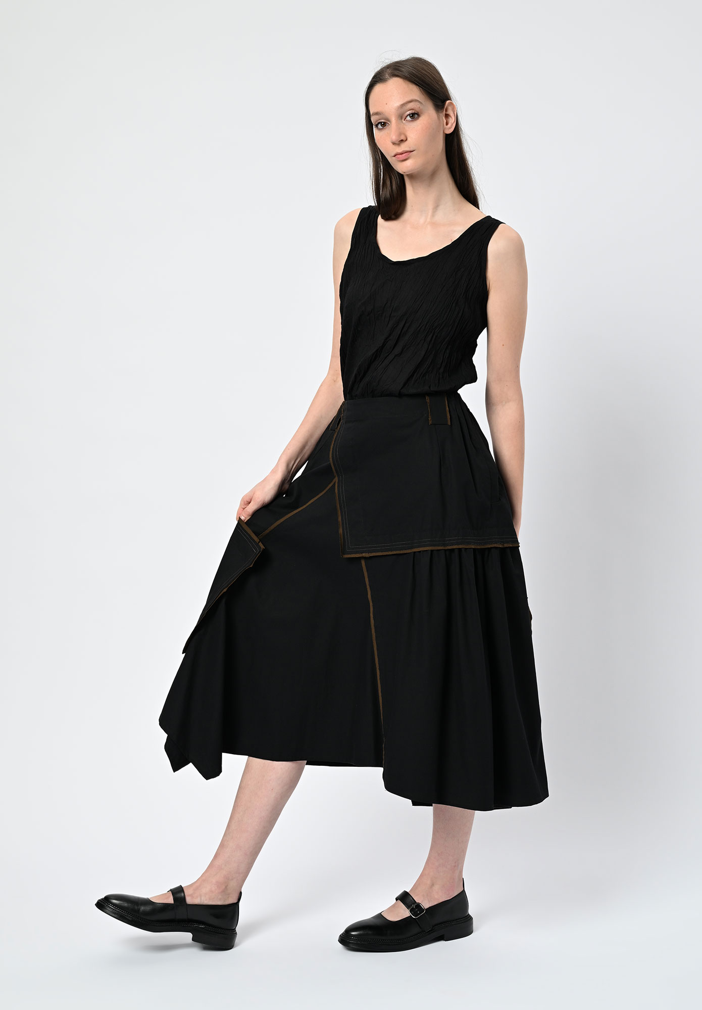 MOYURU - INTERSECTIONAL PANEL SKIRT - BLACK | KHAKI