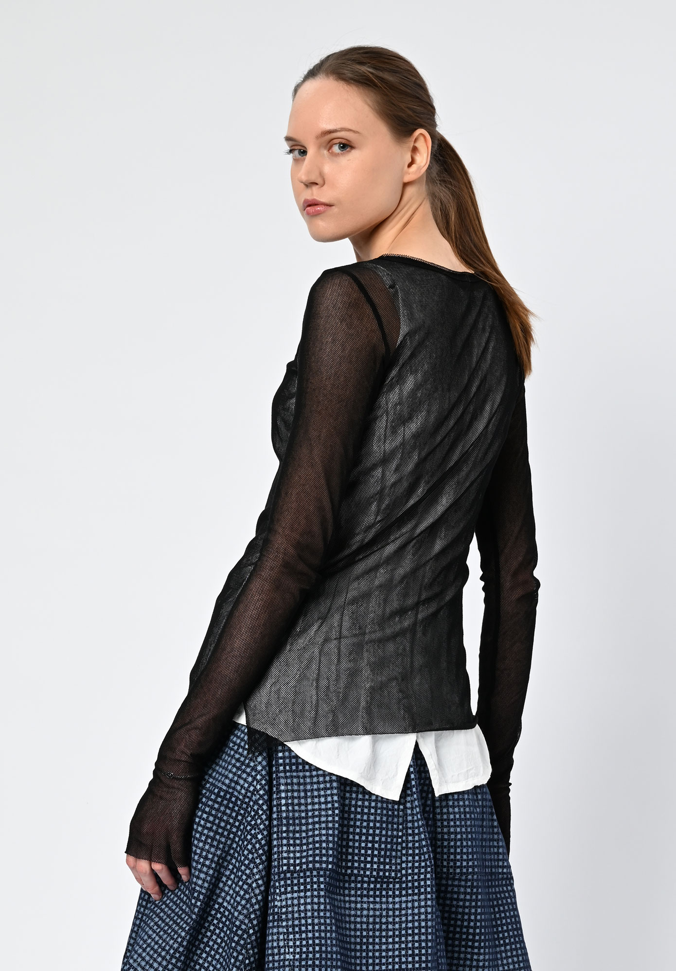 PAL OFFNER - SHEER LONG SLEEVE MESH - BLACK