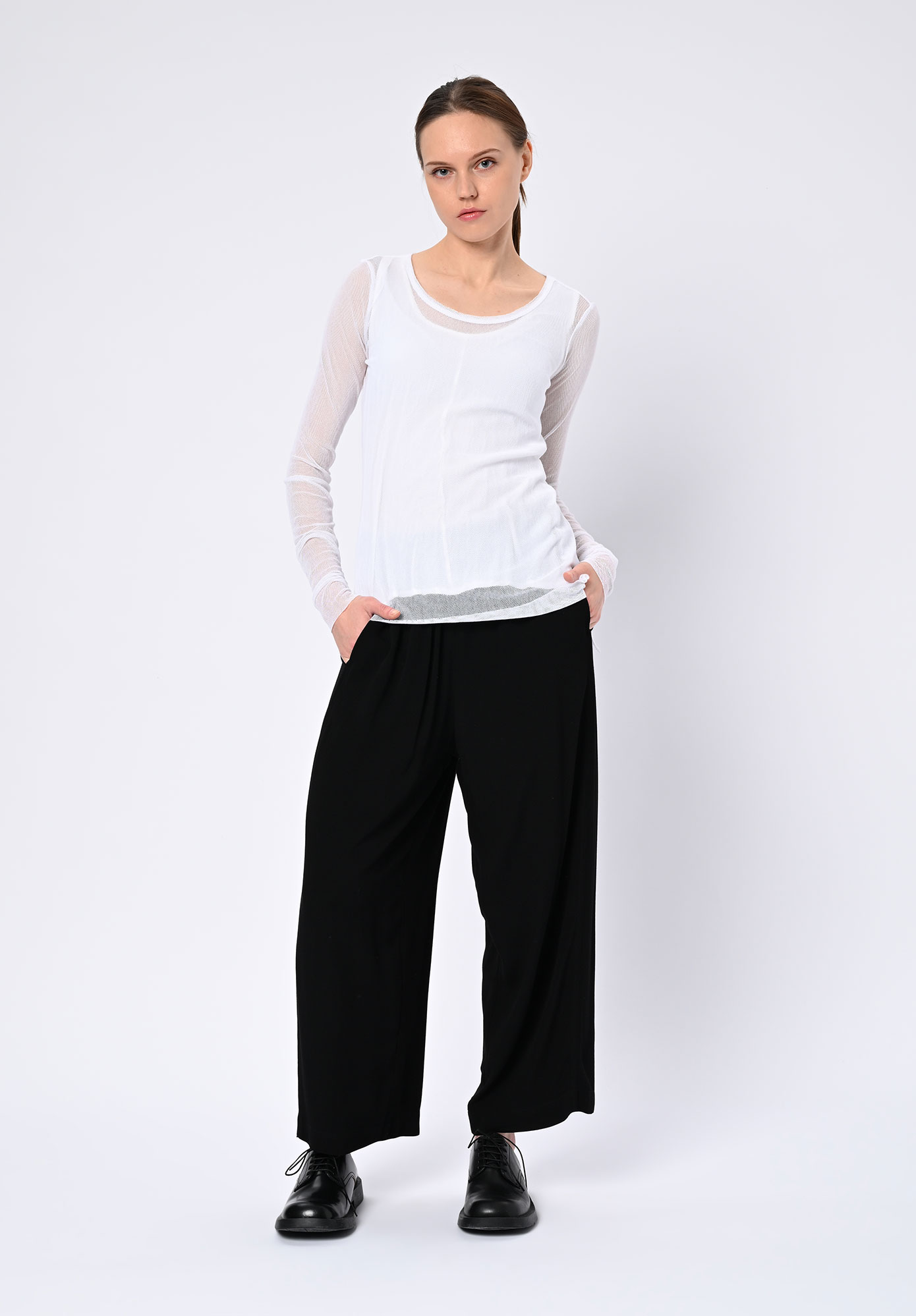 PAL OFFNER - SHEER LONG SLEEVE MESH - WHITE