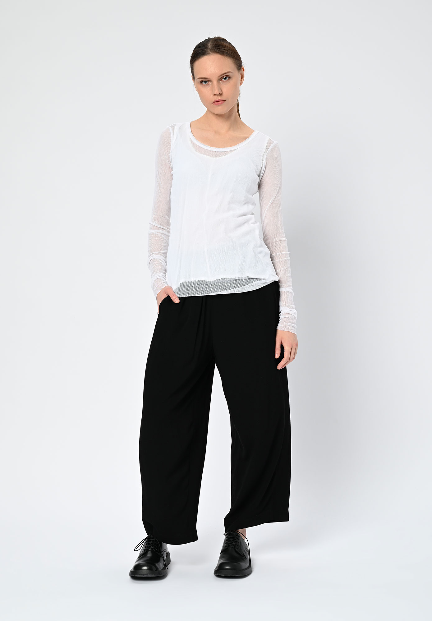 PAL OFFNER - SHEER LONG SLEEVE MESH - WHITE