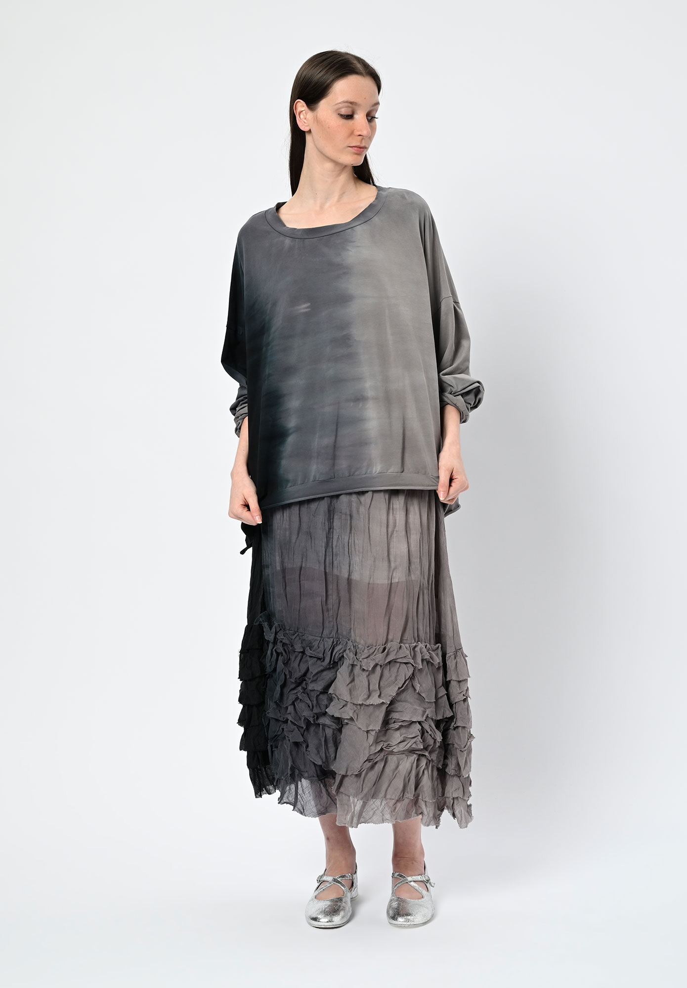 PRIVATSACHEN - TRAUMAMA DIP DYED TOP - MUSKAT | CHARCOAL