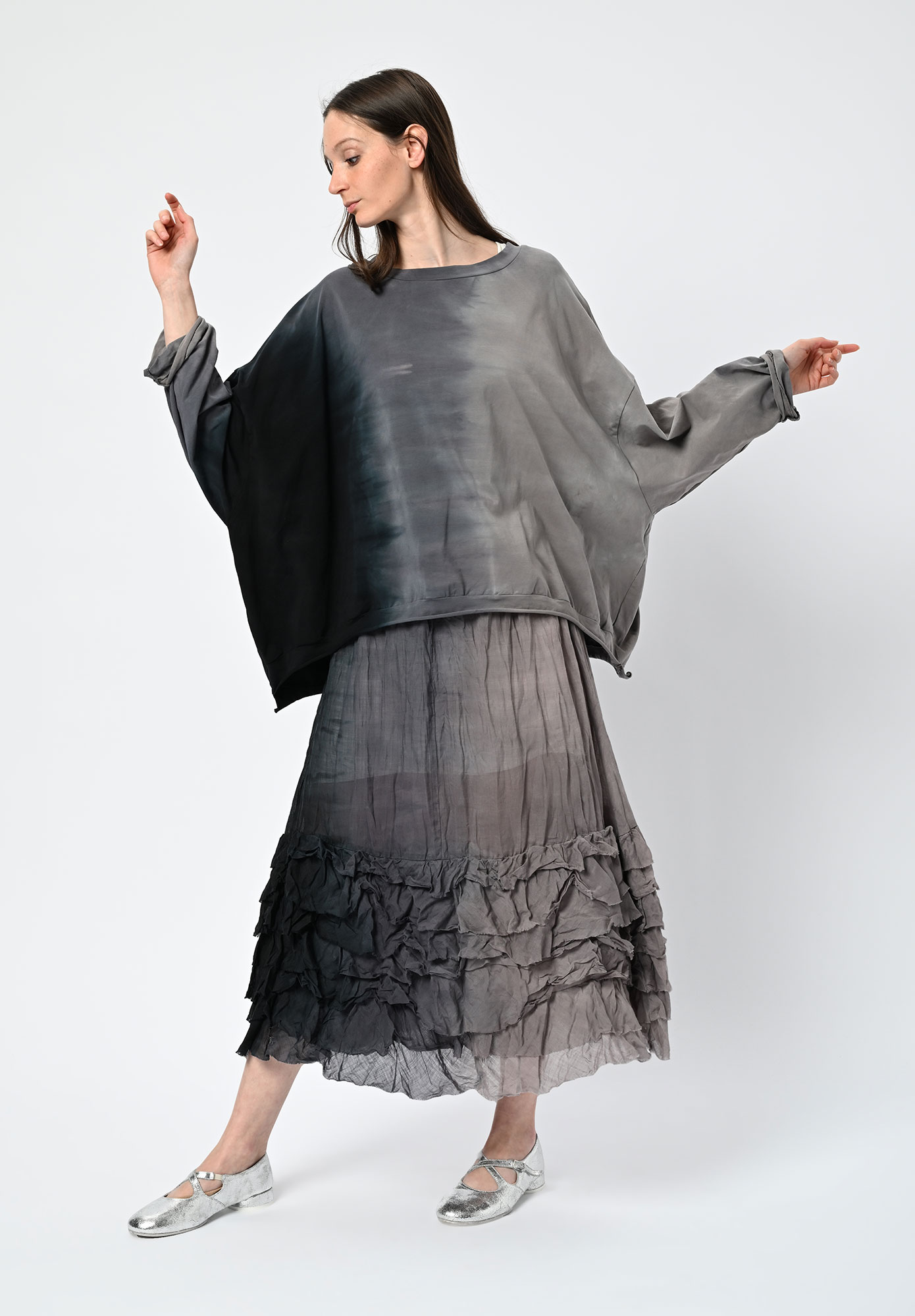 PRIVATSACHEN - TRAUMAMA DIP DYED TOP - MUSKAT | CHARCOAL