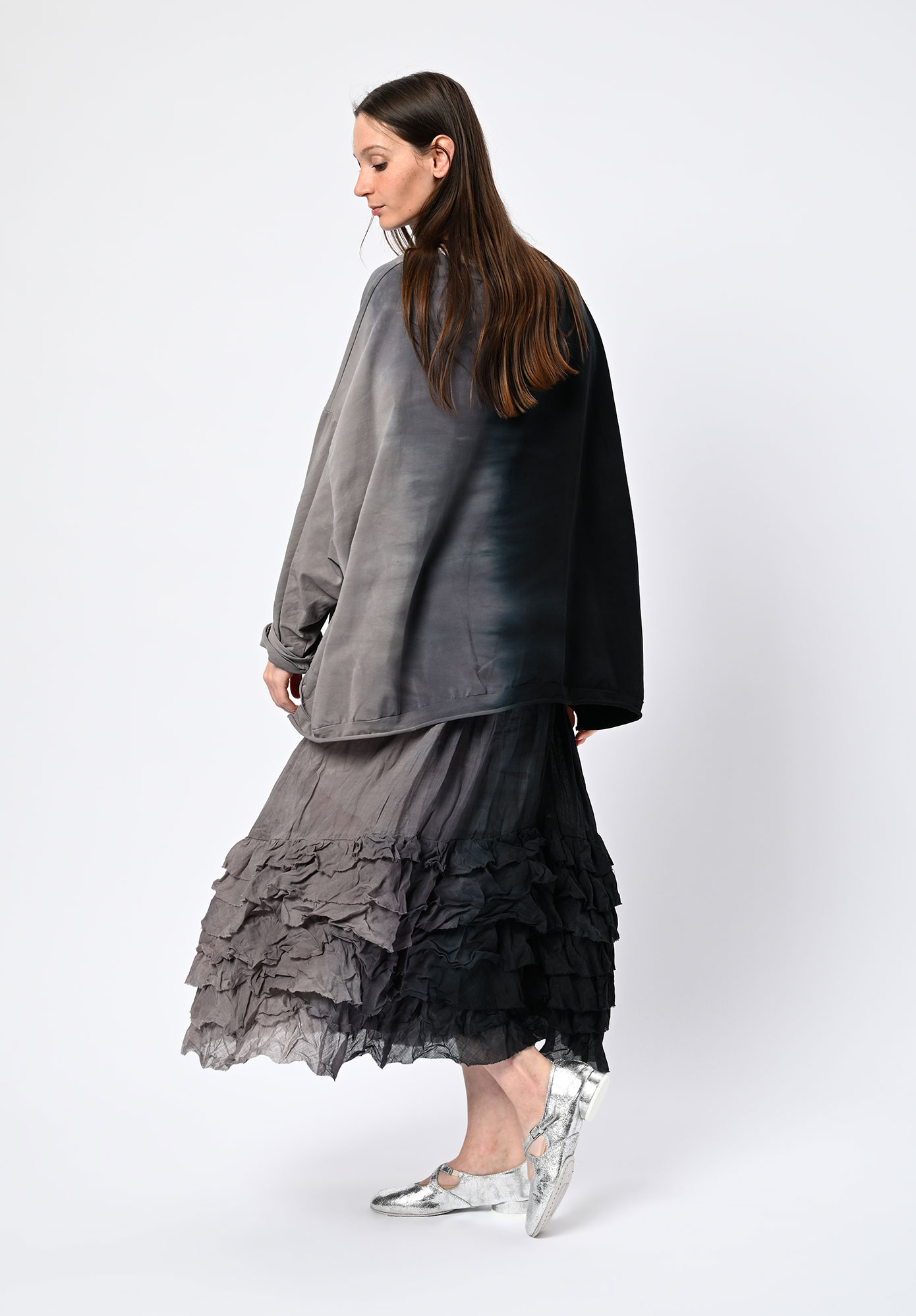 PRIVATSACHEN - TRAUMAMA DIP DYED TOP - MUSKAT | CHARCOAL