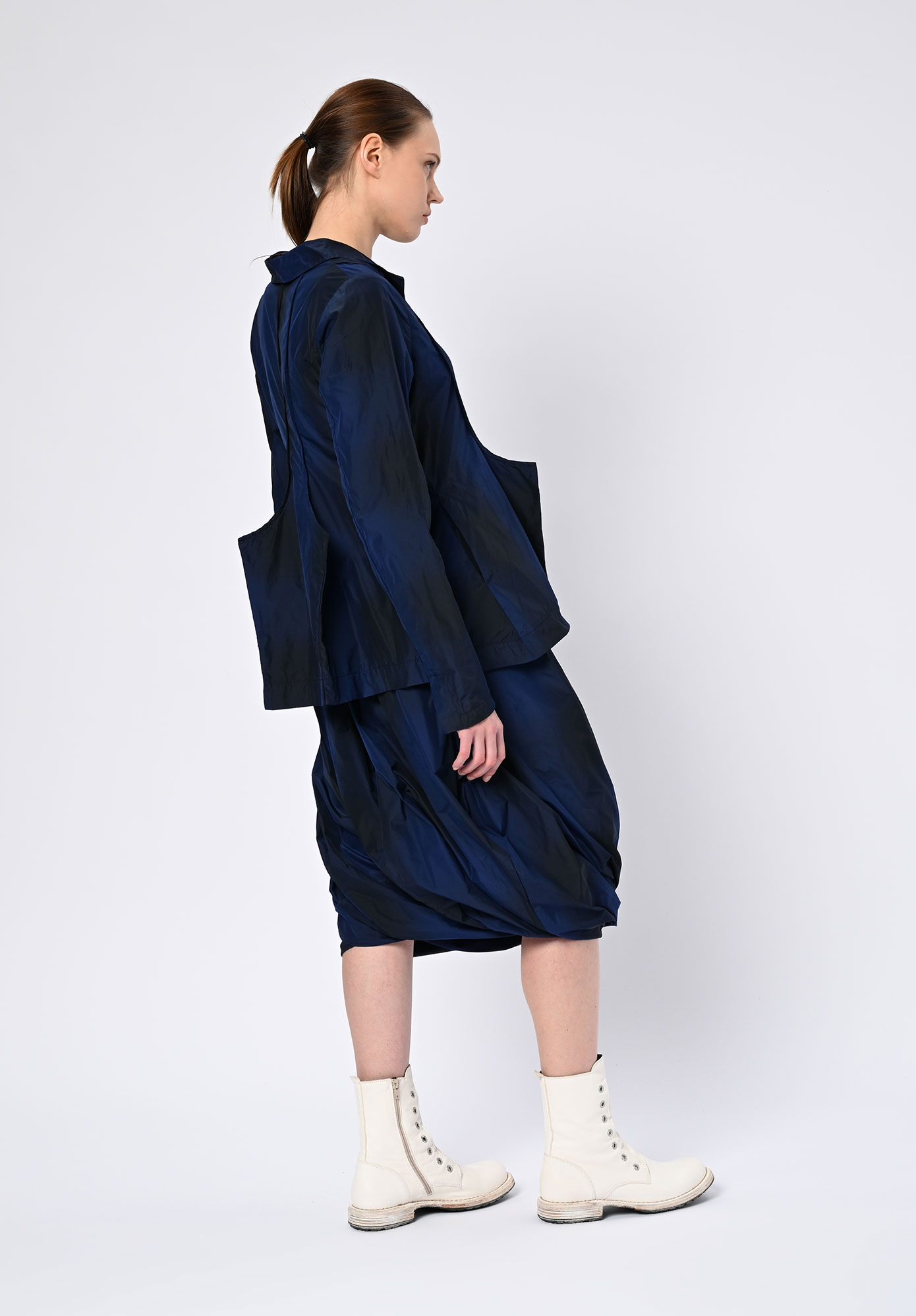 STUDIO RUNDHOLZ | BLACK LABEL - MEMORY CRUSH SHIRT JACKET - BLACK | NAVY