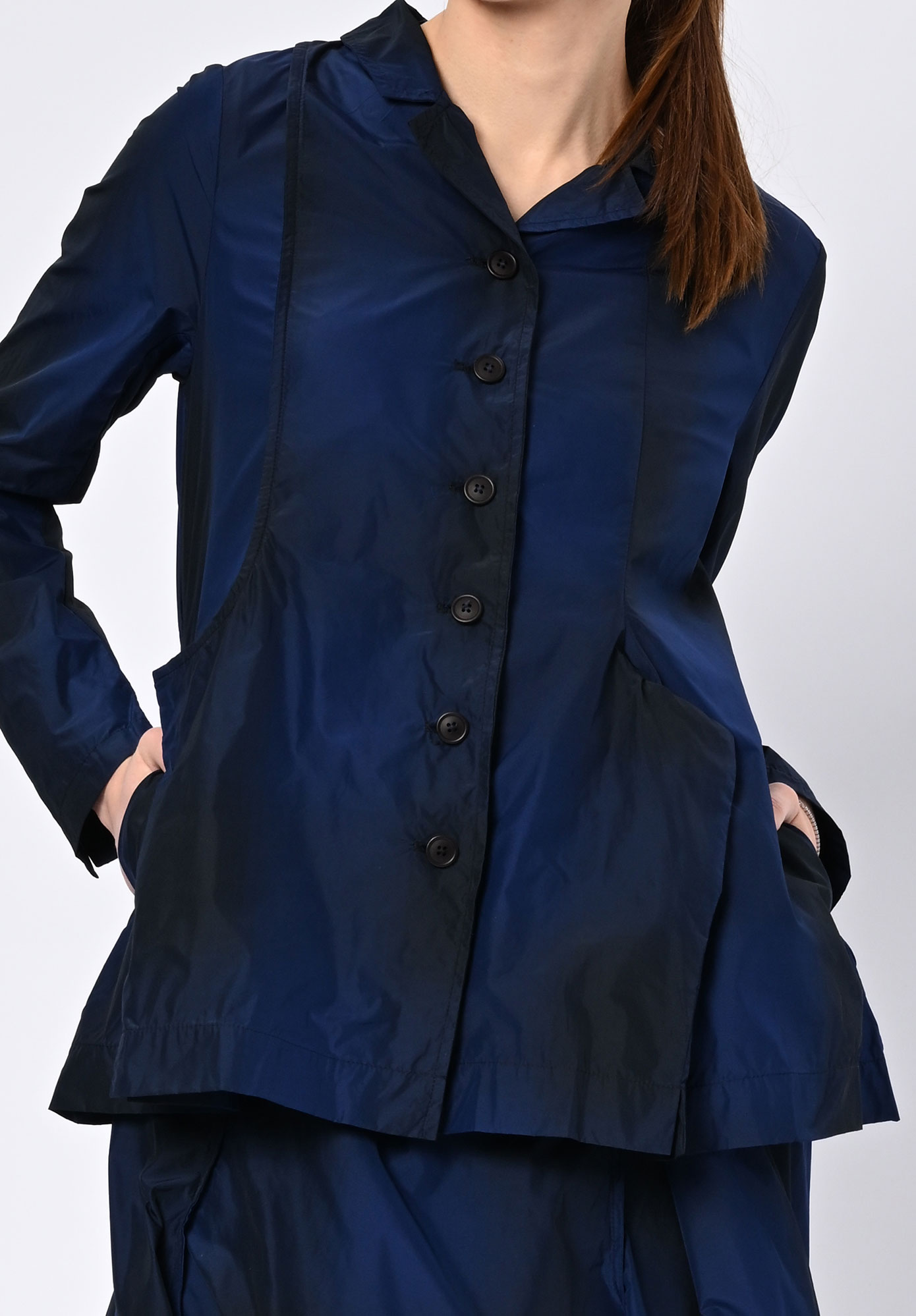 STUDIO RUNDHOLZ | BLACK LABEL - MEMORY CRUSH SHIRT JACKET - BLACK | NAVY