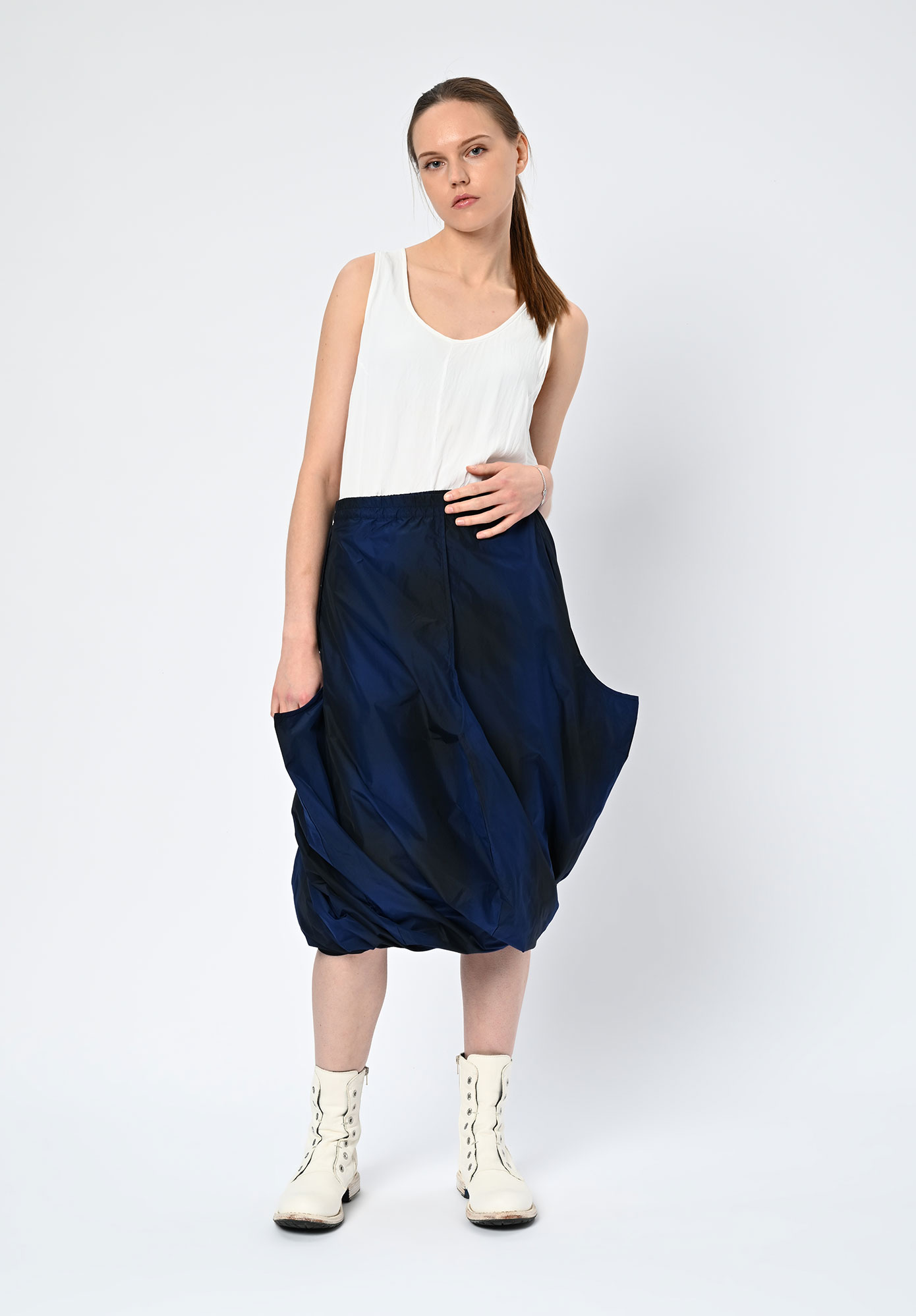 STUDIO RUNDHOLZ | BLACK LABEL - D LAYER TWIST SKIRT - BLACK | NAVY