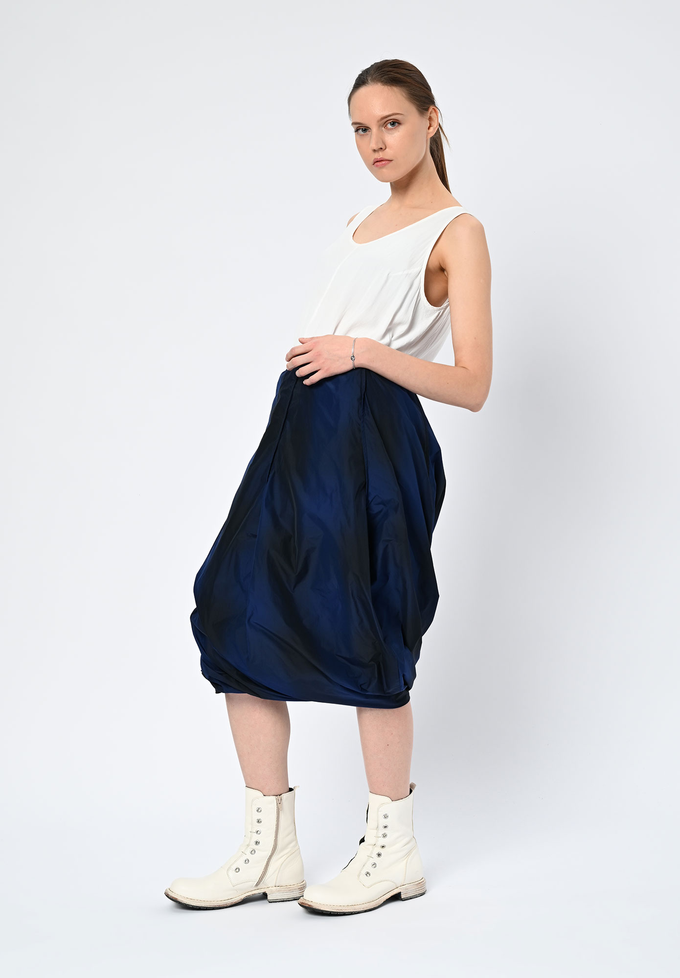 STUDIO RUNDHOLZ | BLACK LABEL - D LAYER TWIST SKIRT - BLACK | NAVY