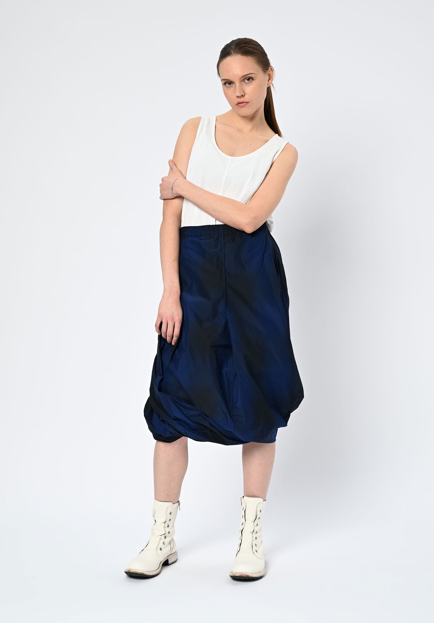 STUDIO RUNDHOLZ | BLACK LABEL - D LAYER TWIST SKIRT - BLACK | NAVY