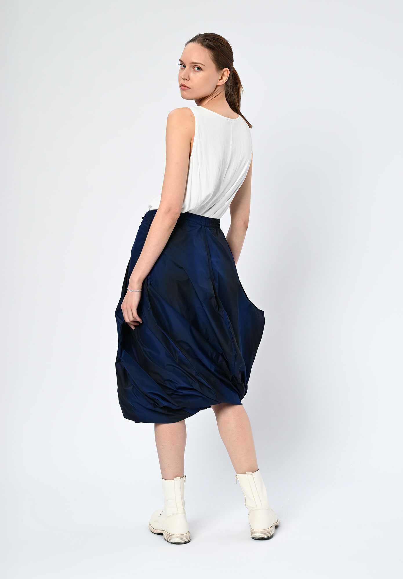 STUDIO RUNDHOLZ | BLACK LABEL - D LAYER TWIST SKIRT - BLACK | NAVY