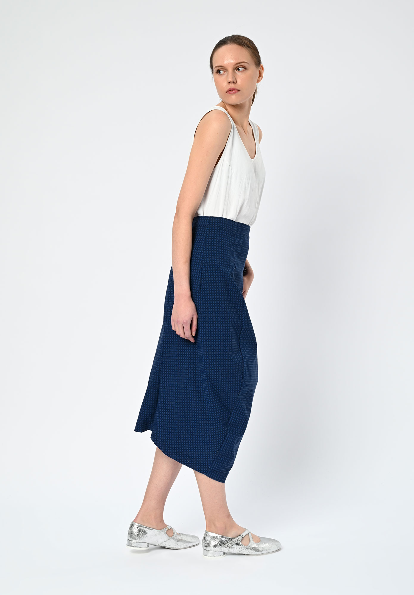 STUDIO RUNDHOLZ | BLACK LABEL - SLIM SKIRT PRINT - NAVY CHECK
