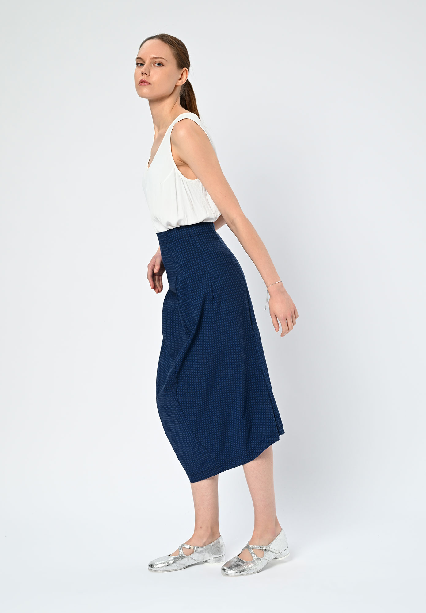 STUDIO RUNDHOLZ | BLACK LABEL - SLIM SKIRT PRINT - NAVY CHECK