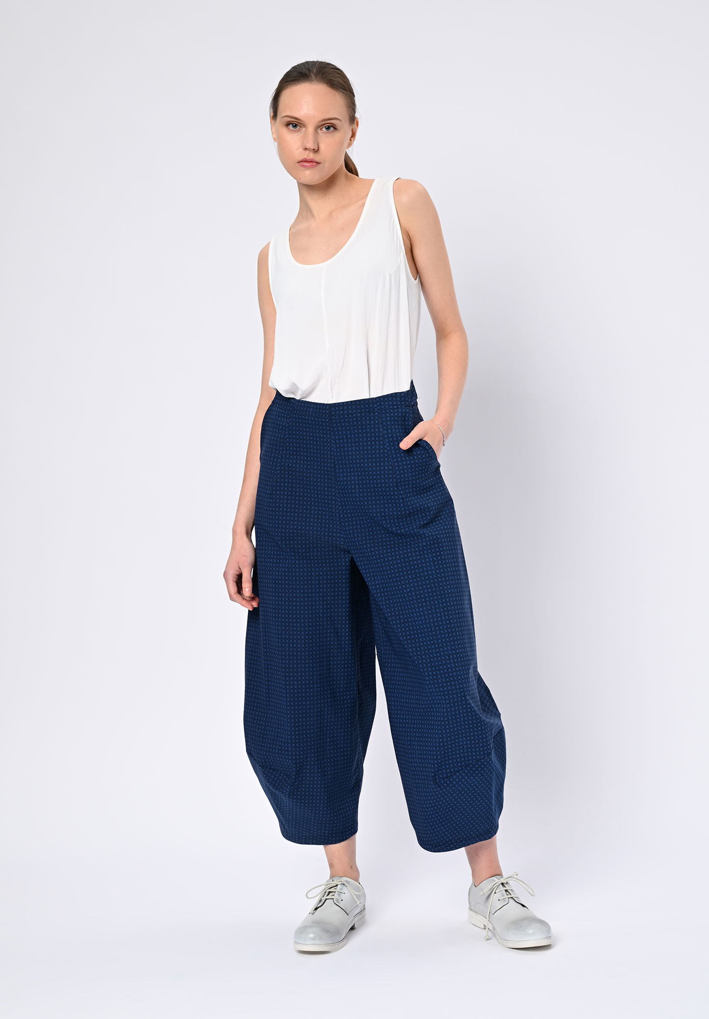 STUDIO RUNDHOLZ | BLACK LABEL - BALLOON LEG TROUSERS PRINT - NAVY CHECK