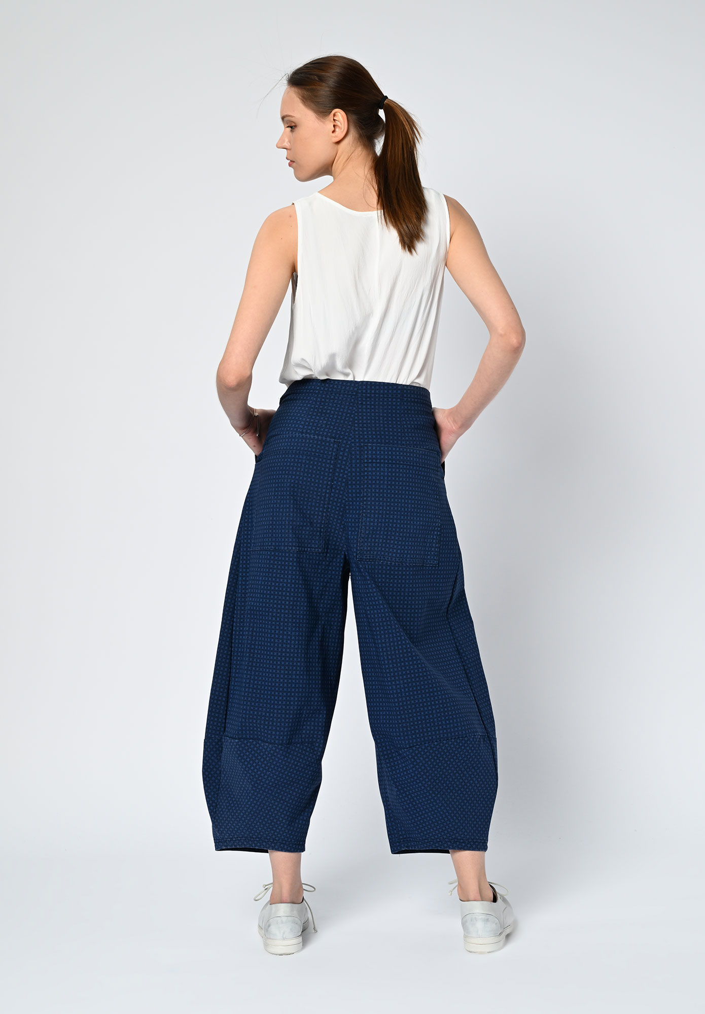 STUDIO RUNDHOLZ | BLACK LABEL - BALLOON LEG TROUSERS PRINT - NAVY CHECK