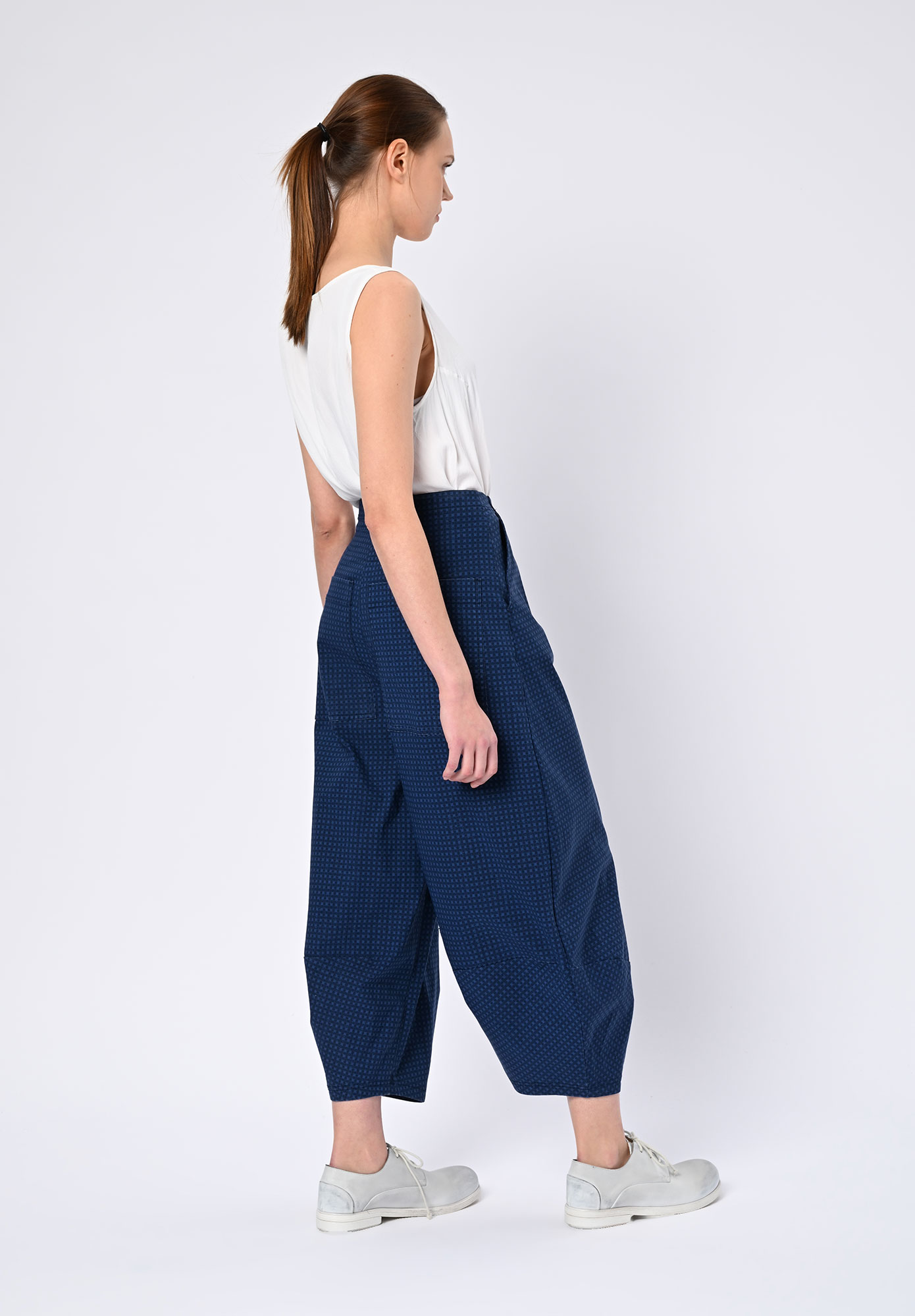STUDIO RUNDHOLZ | BLACK LABEL - BALLOON LEG TROUSERS PRINT - NAVY CHECK