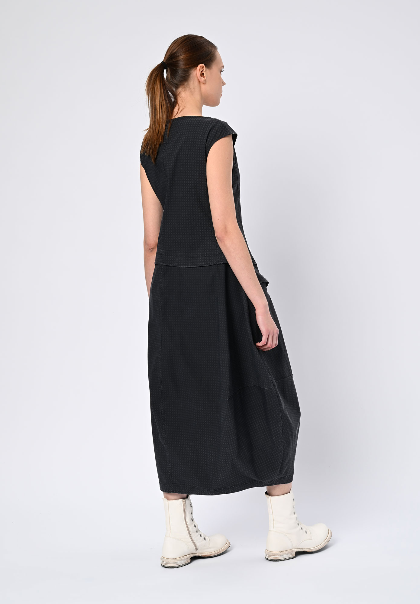 STUDIO RUNDHOLZ | BLACK LABEL - SIDE INSERT POCKET DRESS PRINT SLEEVELESS - BLACK CHECK