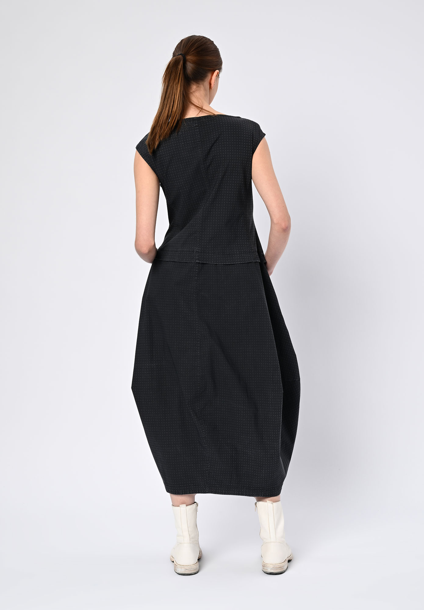 STUDIO RUNDHOLZ | BLACK LABEL - SIDE INSERT POCKET DRESS PRINT SLEEVELESS - BLACK CHECK