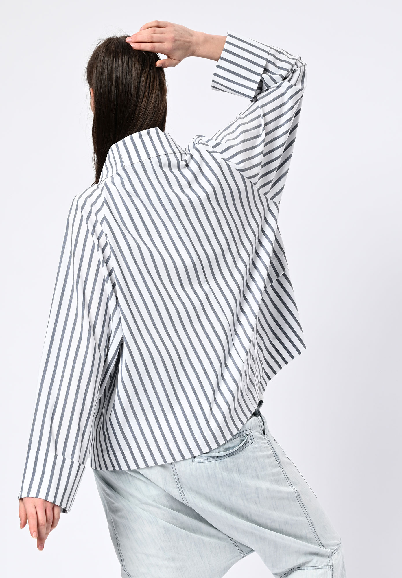 MOYURU - CROSSBREEZE ASYMMETRIC JACKET - WHITE | GREY STRIPE