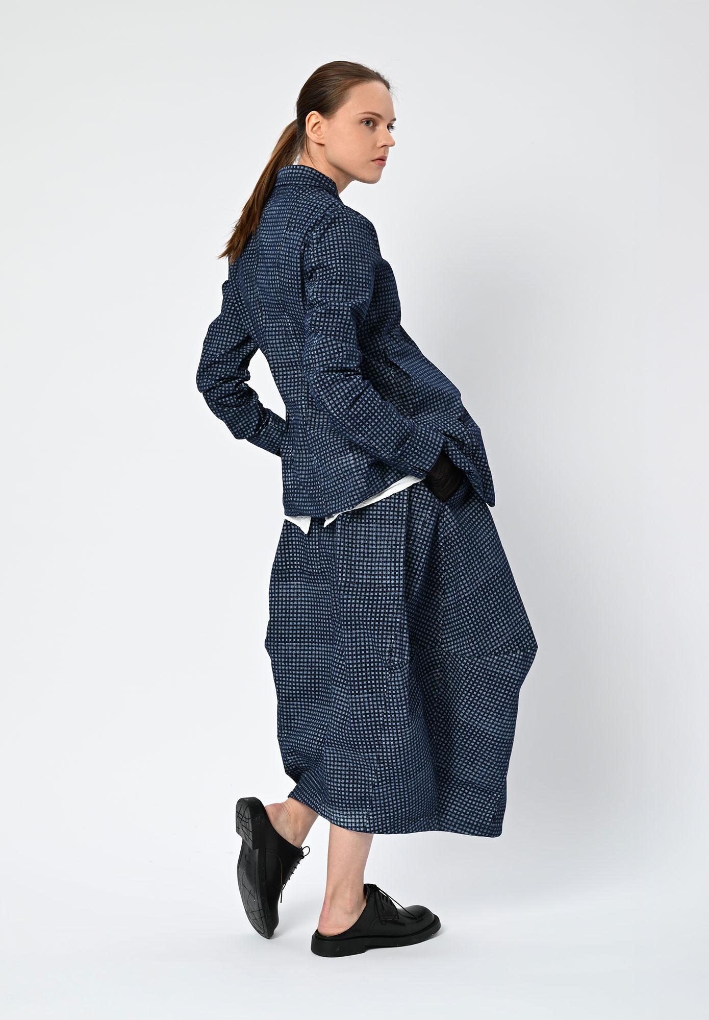 STUDIO RUNDHOLZ | BLACK LABEL - SCULPTURED PANEL JACKET PRINT - NAVY PRINT