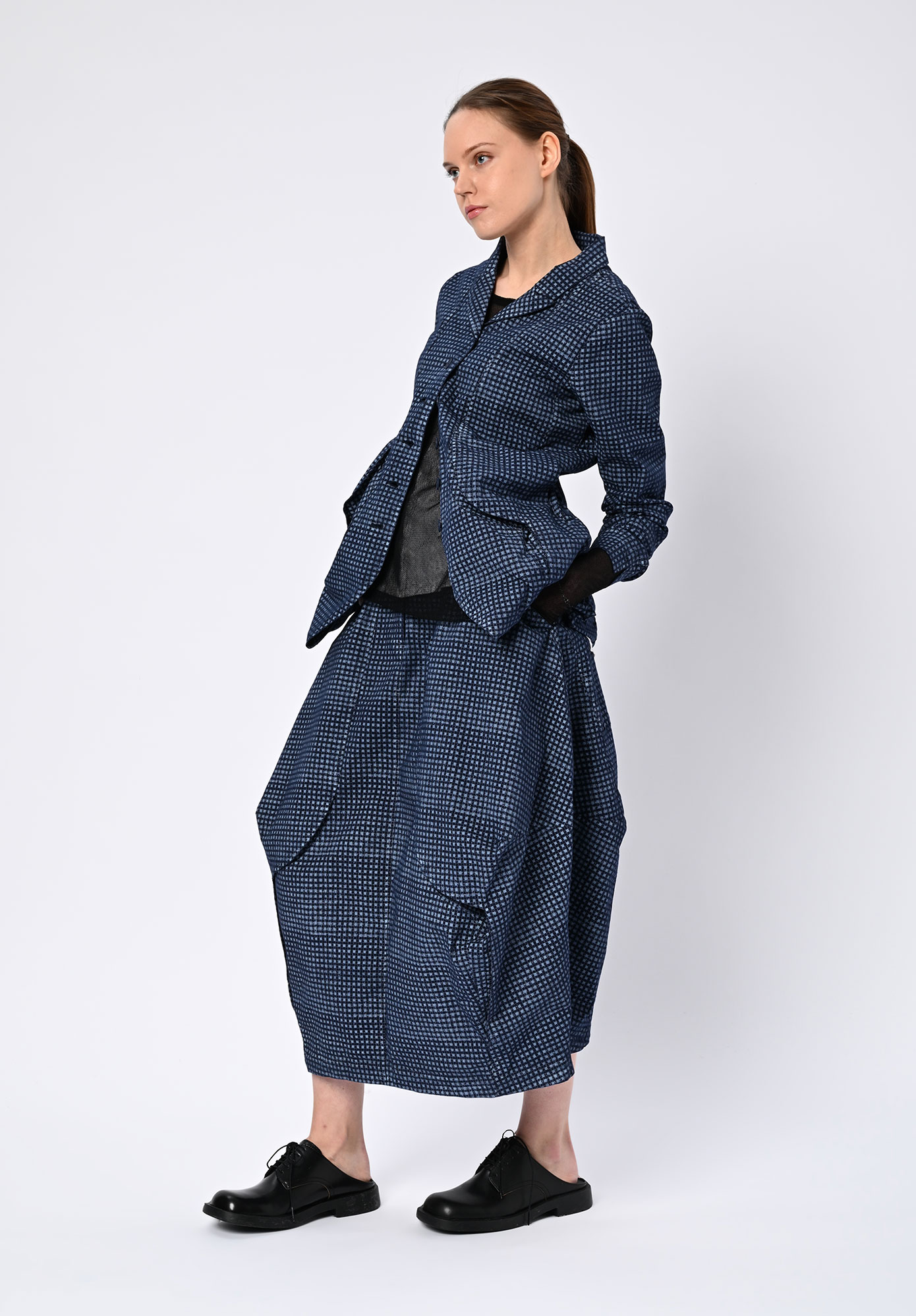 STUDIO RUNDHOLZ | BLACK LABEL - SCULPTURED PANEL JACKET PRINT - NAVY PRINT