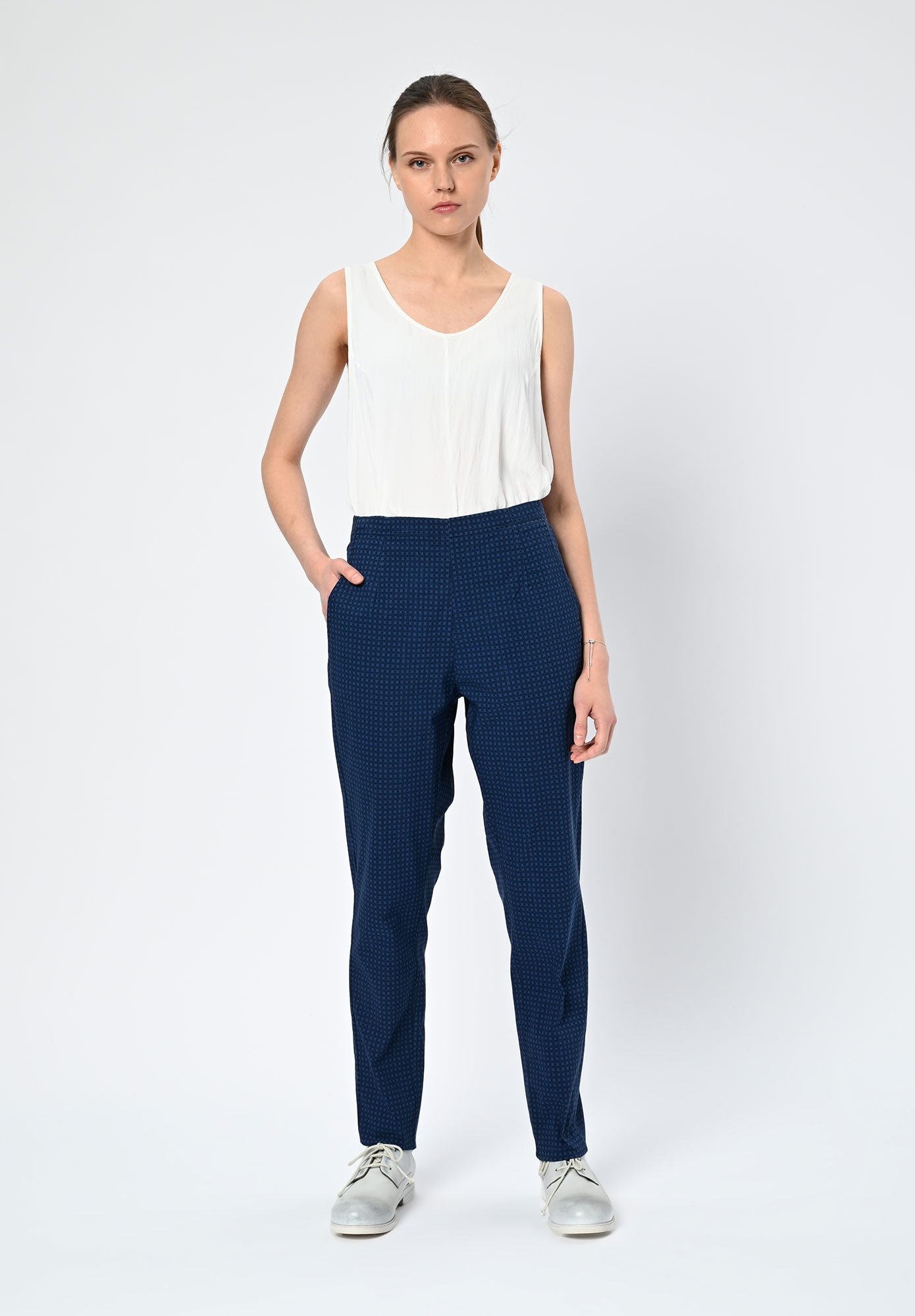 STUDIO RUNDHOLZ | BLACK LABEL - SLIM LEG PANT PRINT - NAVY CHECK