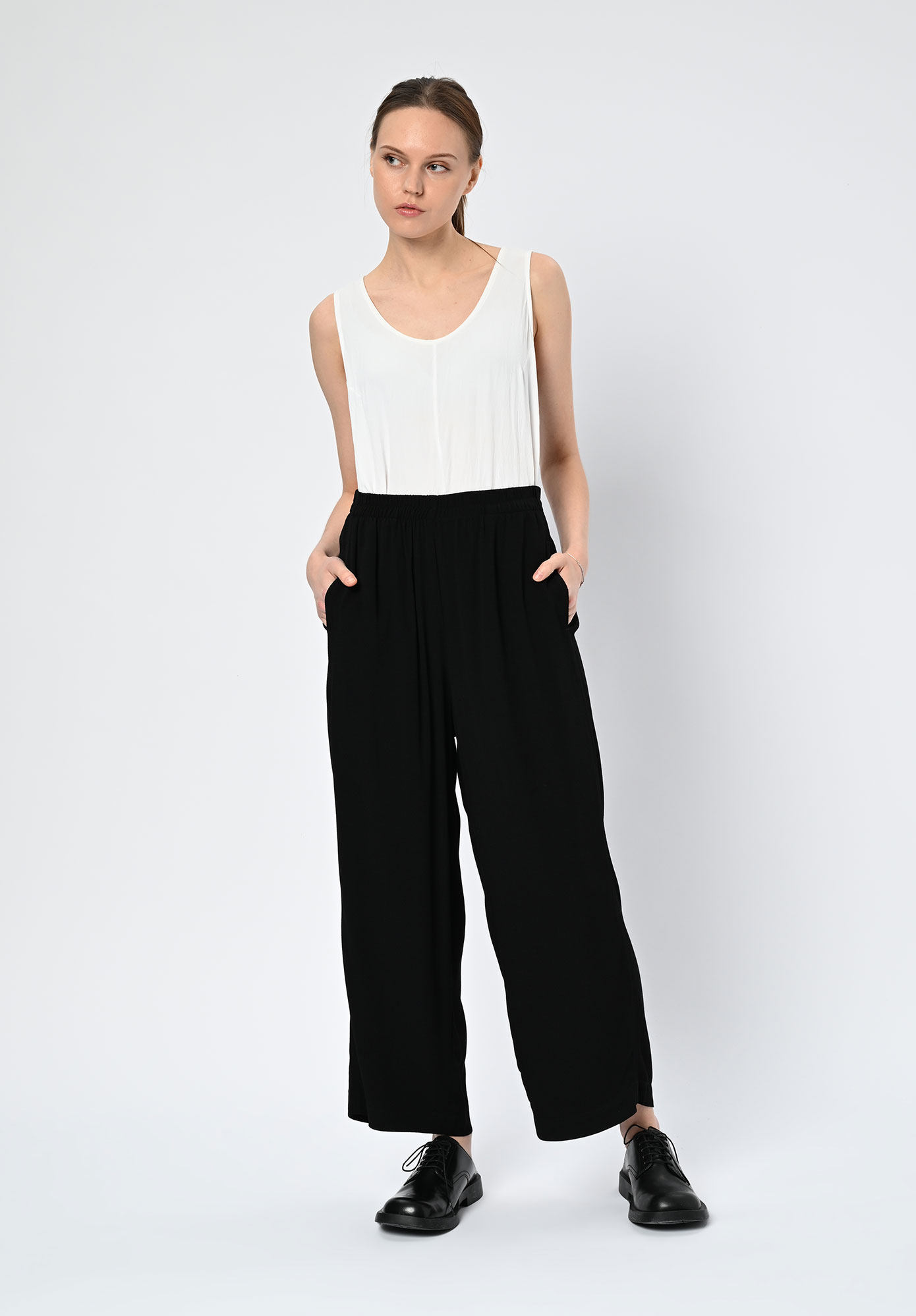 PAL OFFNER - CASUAL PULL ON TROUSERS - BLACK