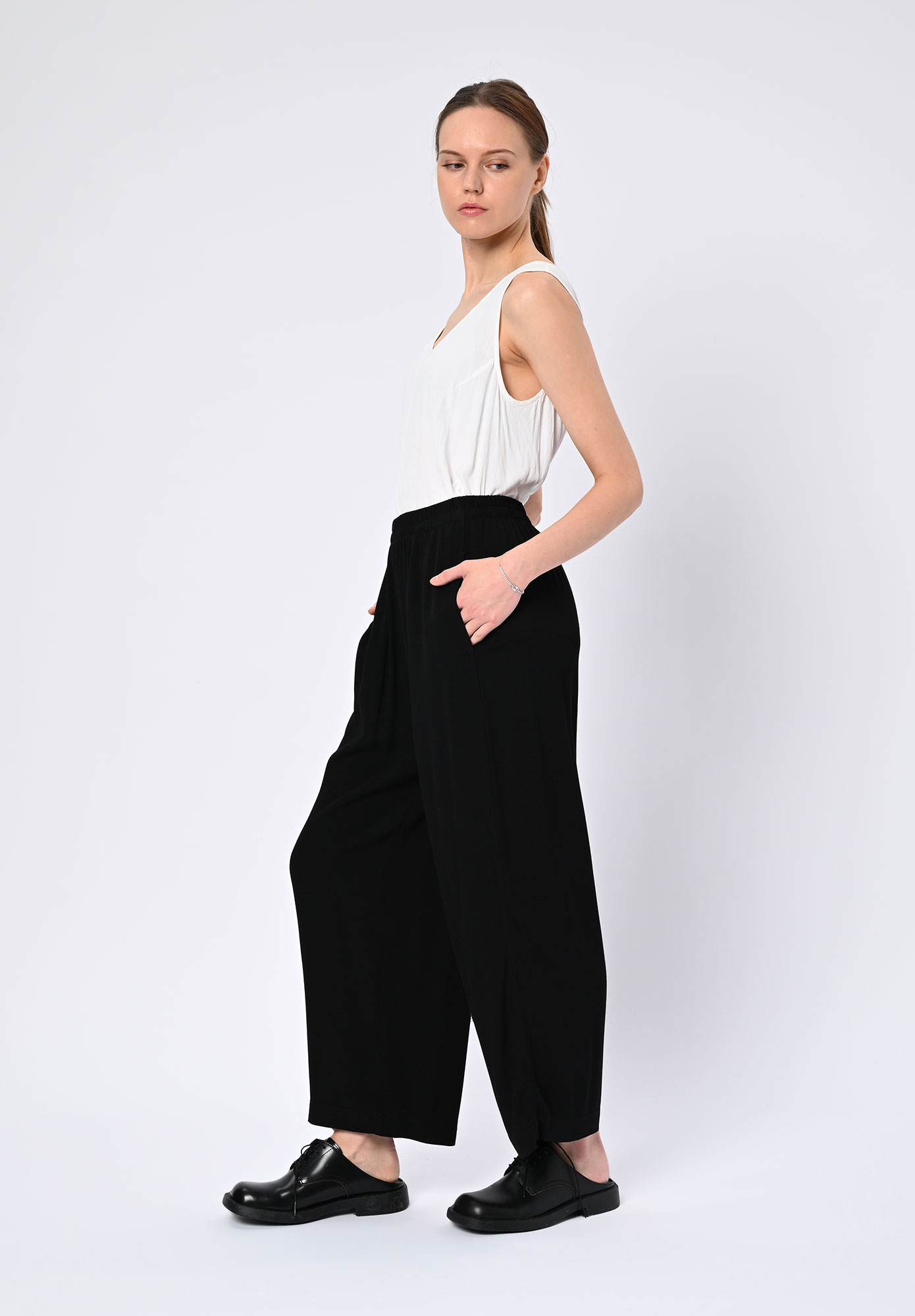 PAL OFFNER - CASUAL PULL ON TROUSERS - BLACK