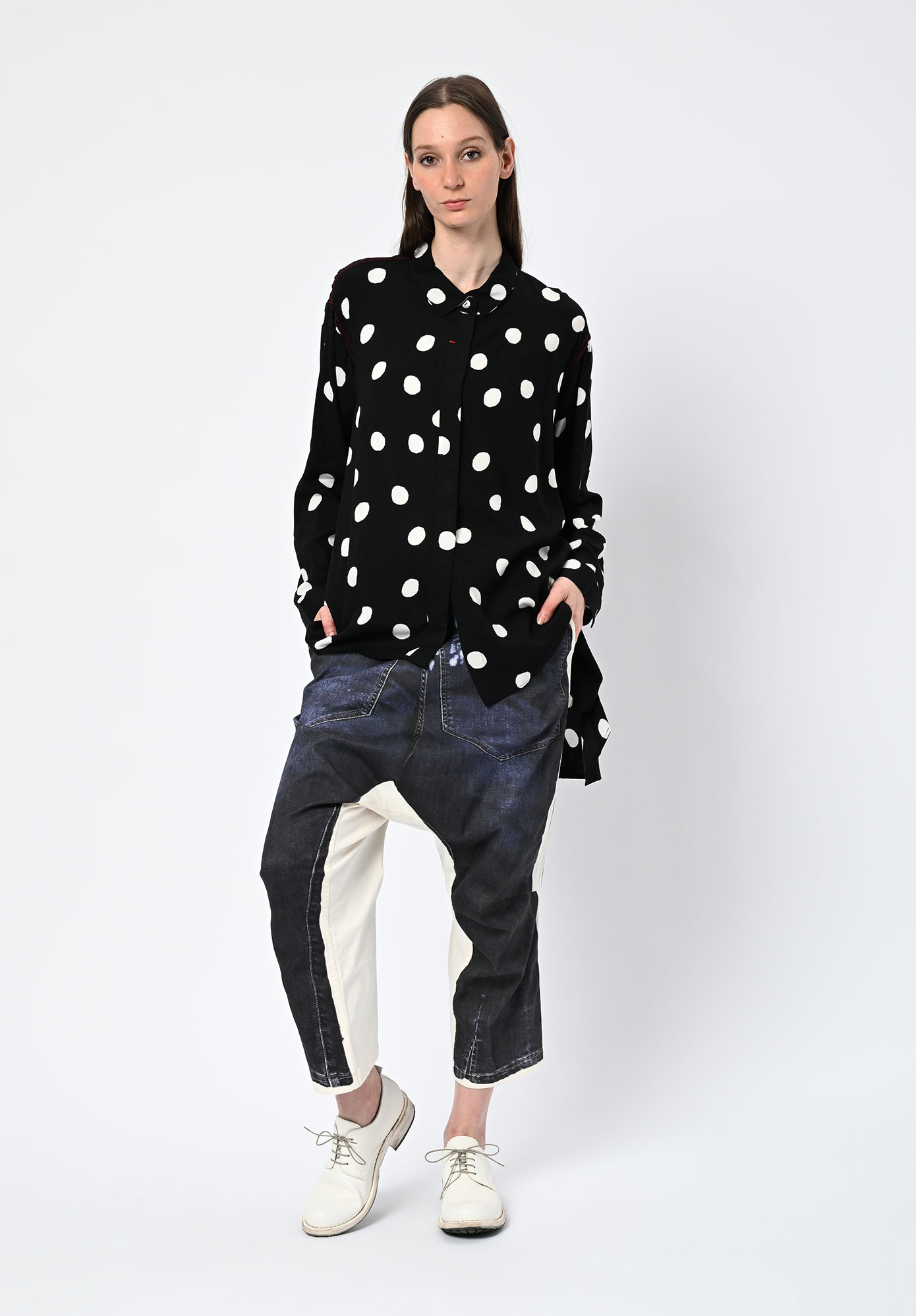 MOYURU - AURA SPOT ASYMM SHIRT - BLACK | WHITE