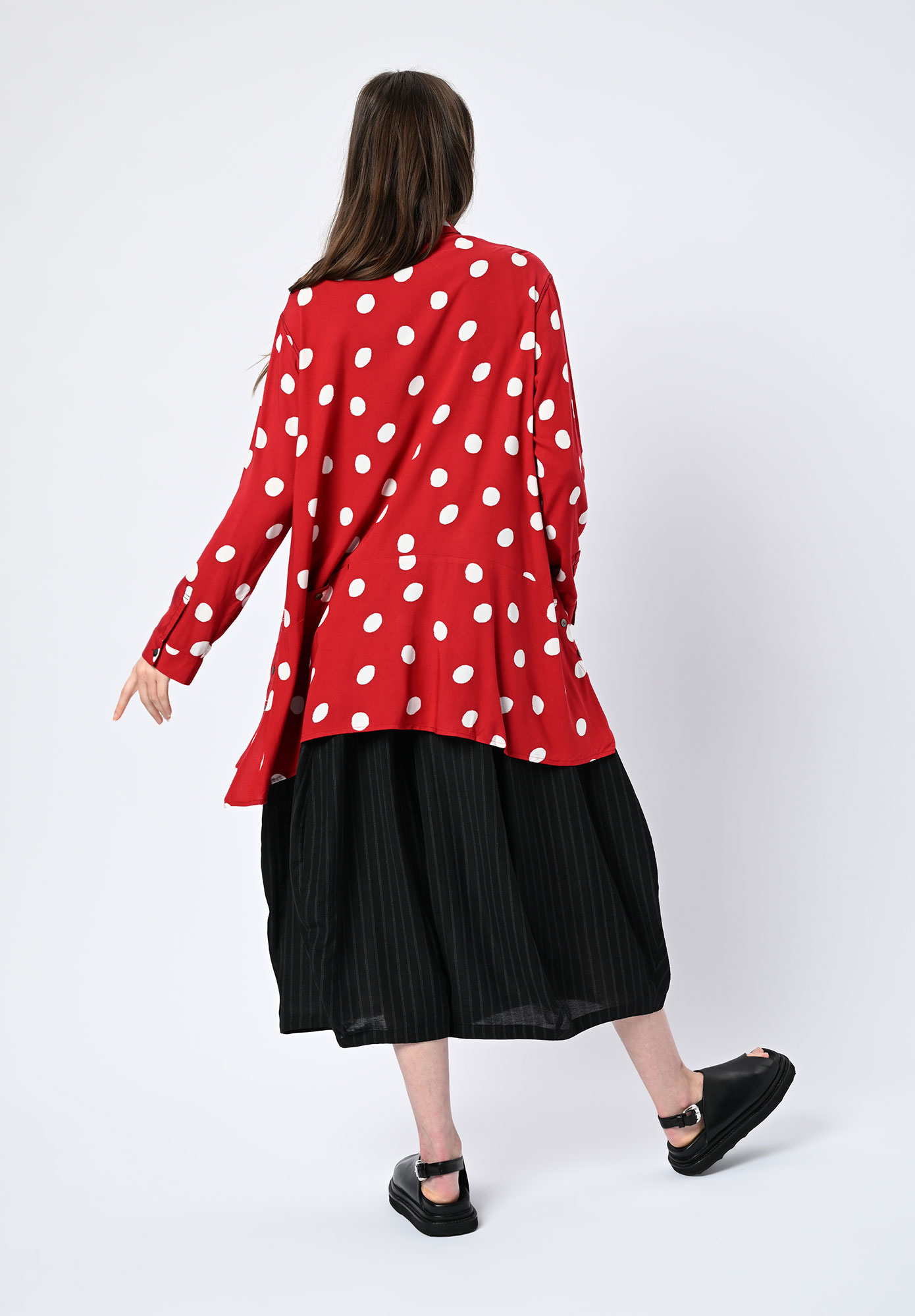 MOYURU - AURA SPOT ASYMM SHIRT - RED | WHITE