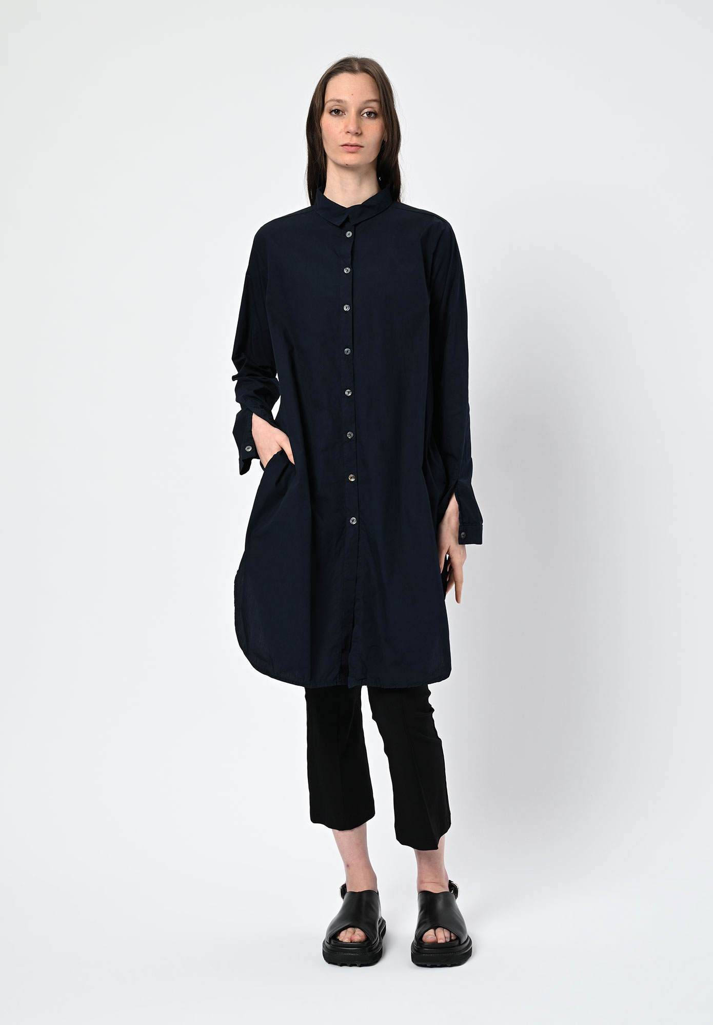 PRIVATSACHEN - ERNTEMPER LONG LINE SHIRT DRESS- SEHEN | INK