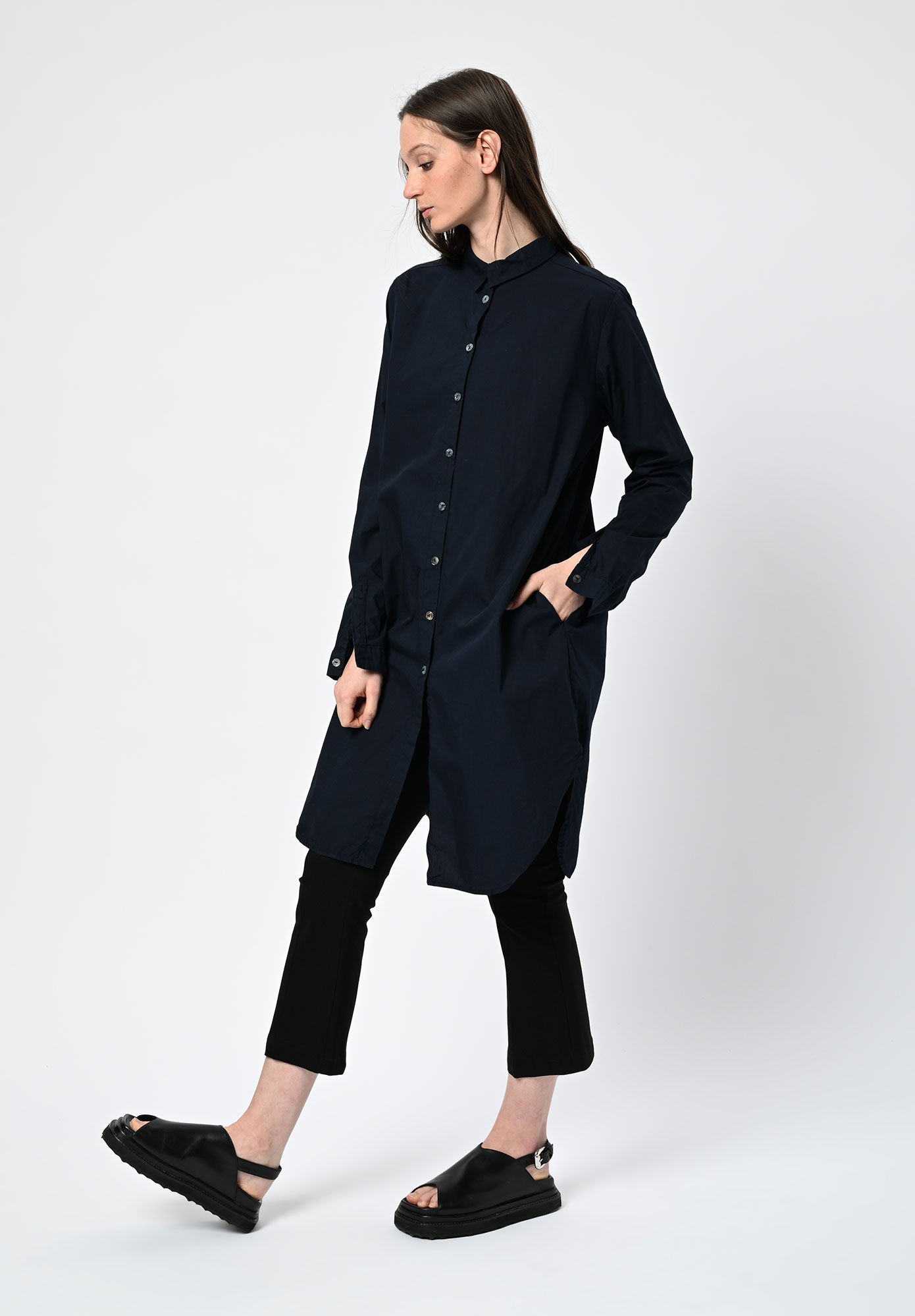 PRIVATSACHEN - ERNTEMPER LONG LINE SHIRT DRESS- SEHEN | INK