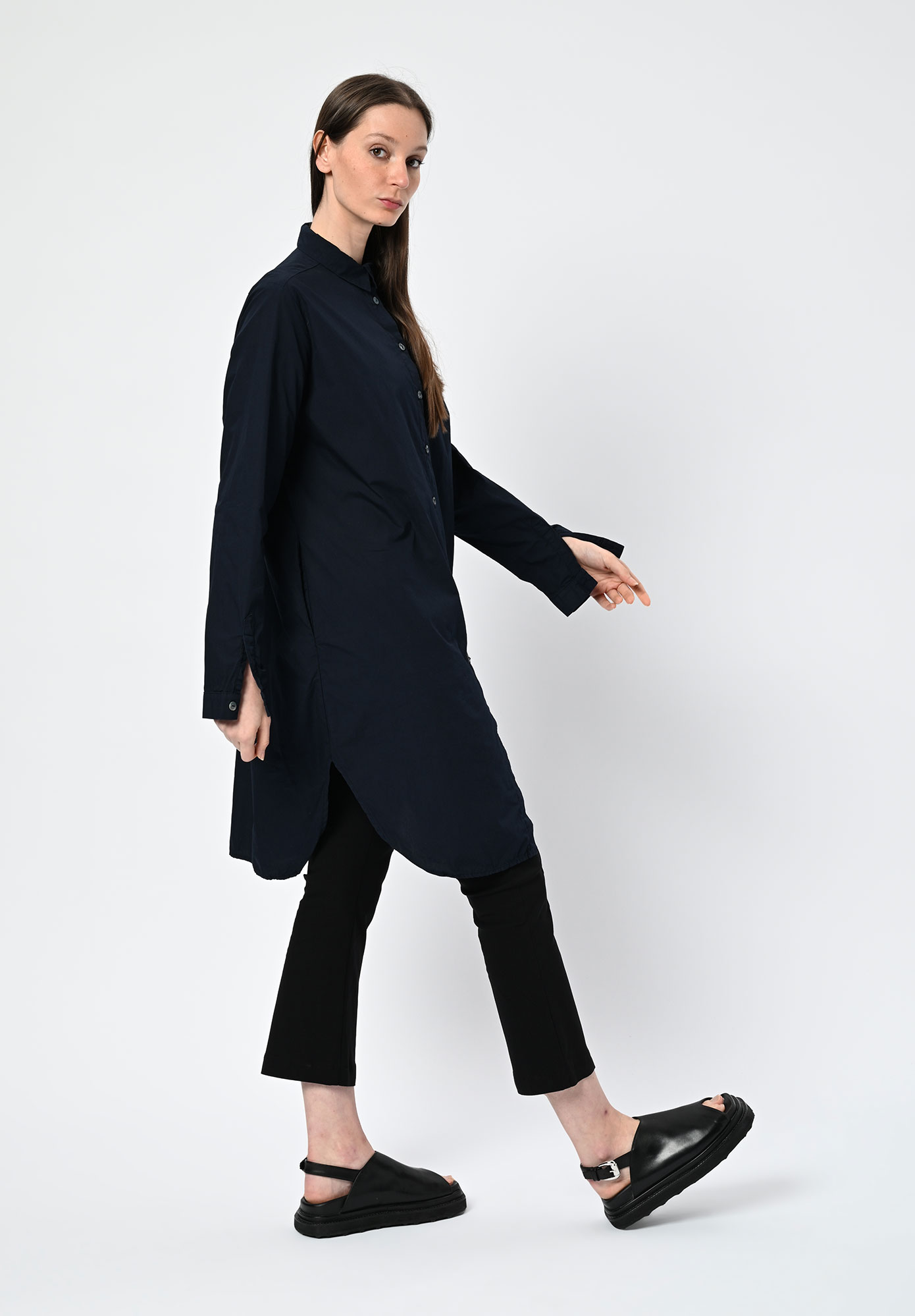 PRIVATSACHEN - ERNTEMPER LONG LINE SHIRT DRESS- SEHEN | INK