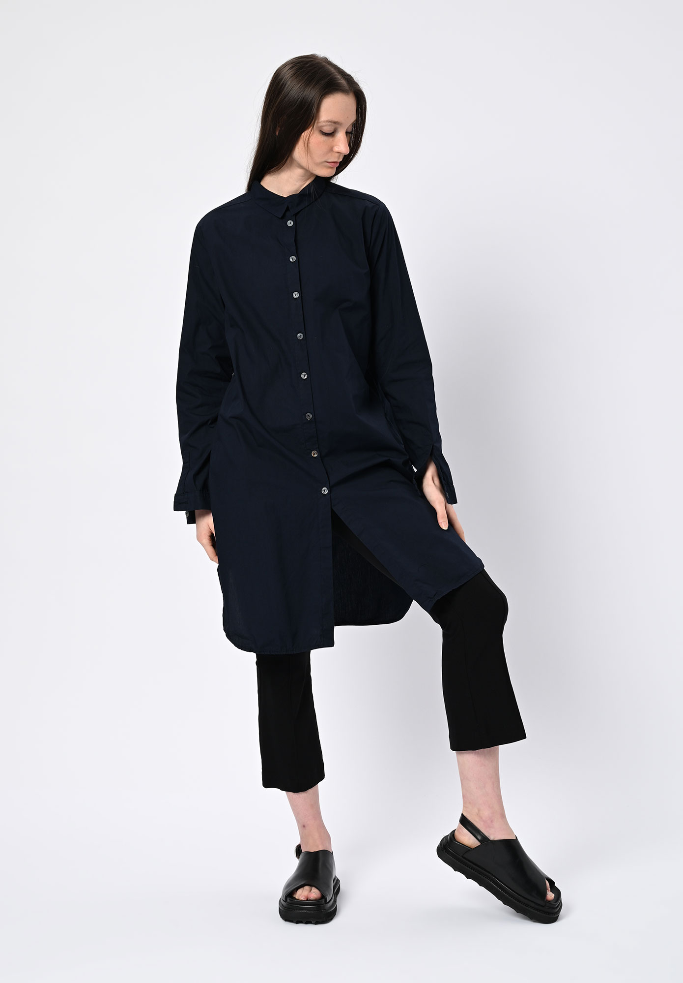 PRIVATSACHEN - ERNTEMPER LONG LINE SHIRT DRESS- SEHEN | INK