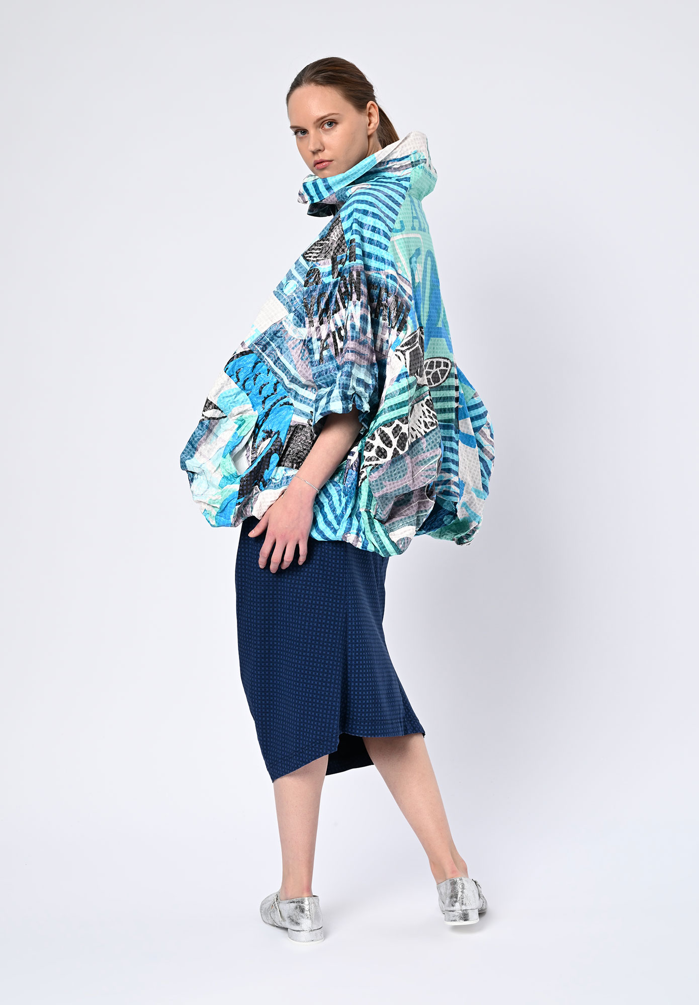 STUDIO RUNDHOLZ | BLACK LABEL - BALLOON HEM ZIP FRONT JACKET - MULTI COLOUR