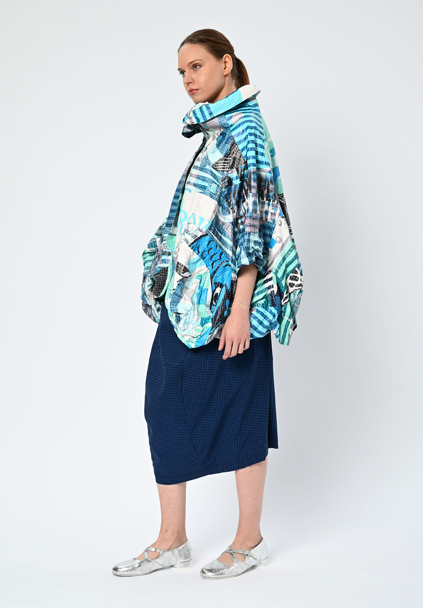 STUDIO RUNDHOLZ | BLACK LABEL - BALLOON HEM ZIP FRONT JACKET - MULTI COLOUR