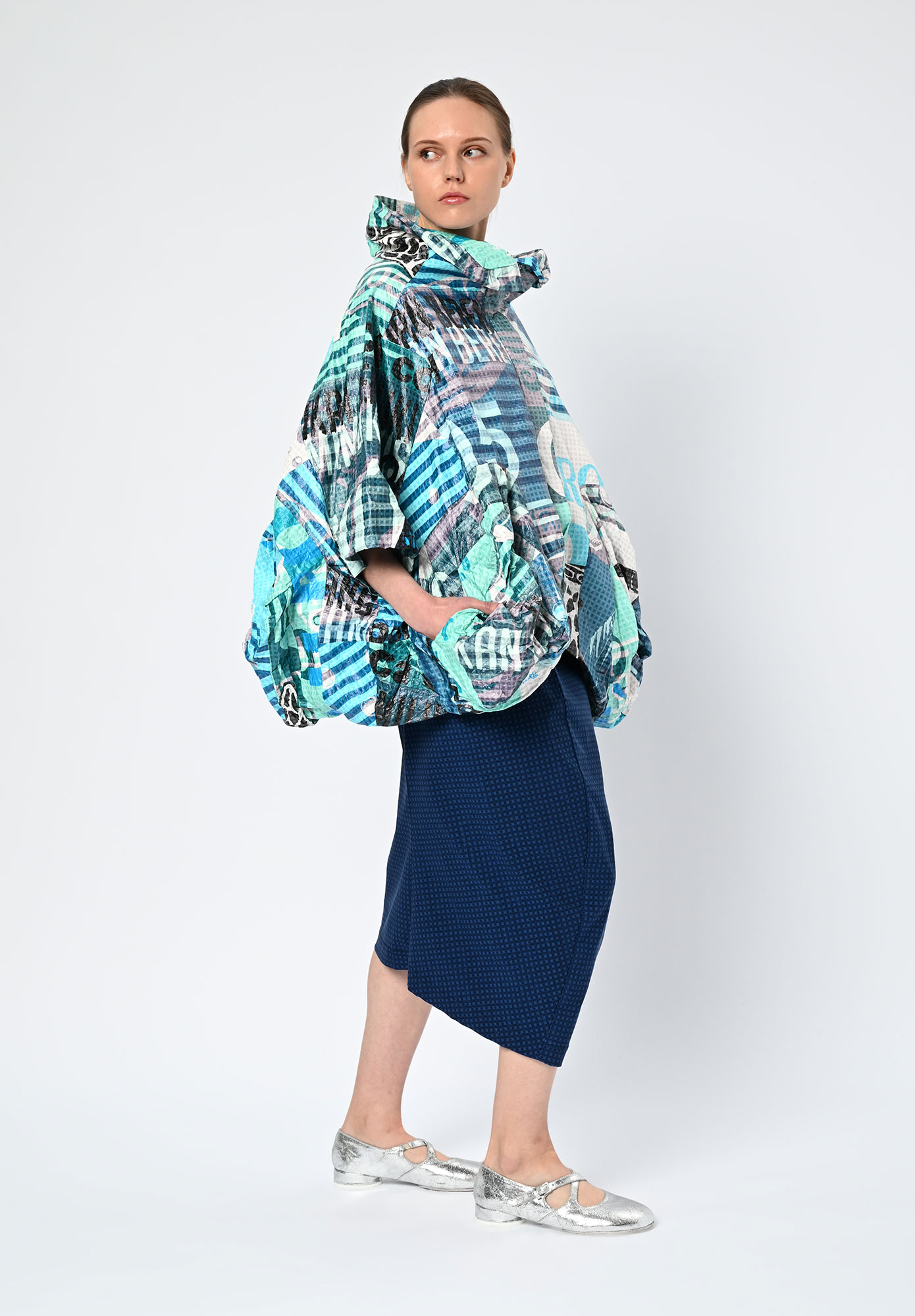 STUDIO RUNDHOLZ | BLACK LABEL - BALLOON HEM ZIP FRONT JACKET - MULTI COLOUR