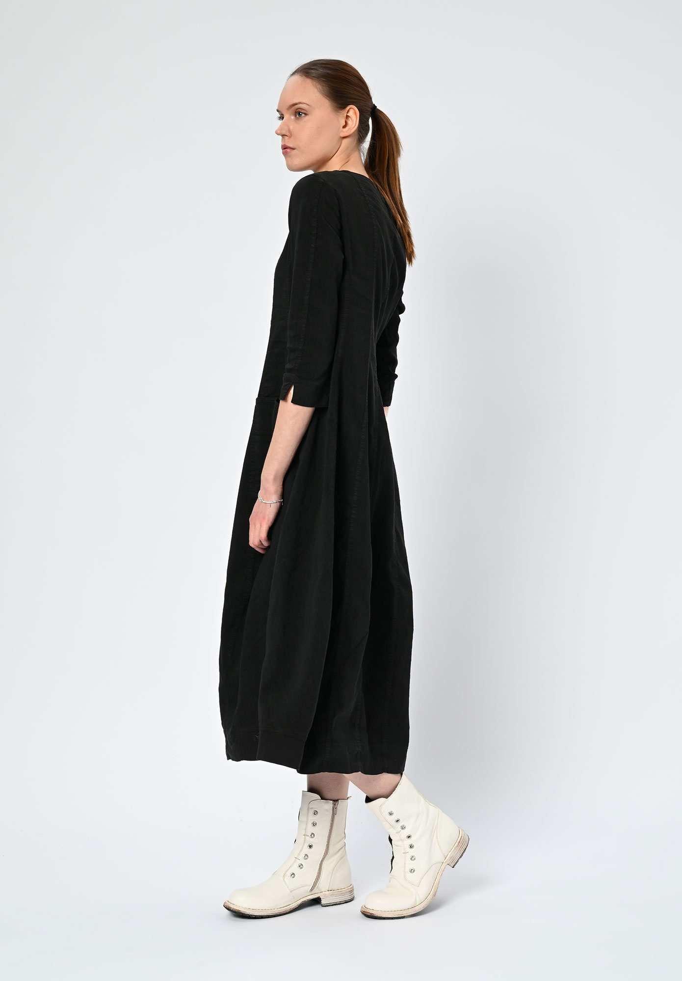 STUDIO RUNDHOLZ | BLACK LABEL - PANELLED DRESS WITH RIBBED INSERTS AT HEM - BLACK