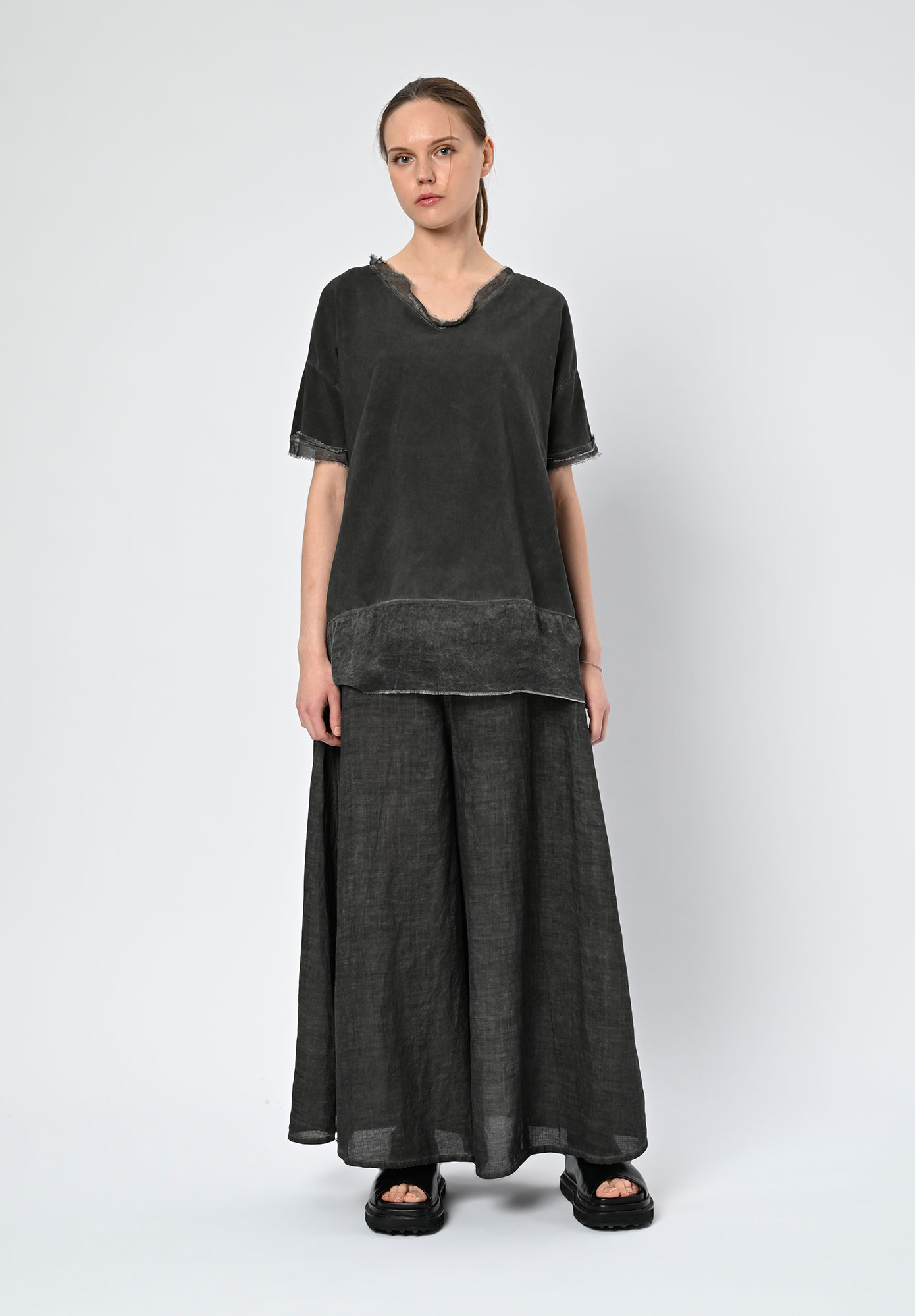 SANCTAMUERTE - V-NECK T-SHIRT - ANTHRACITE