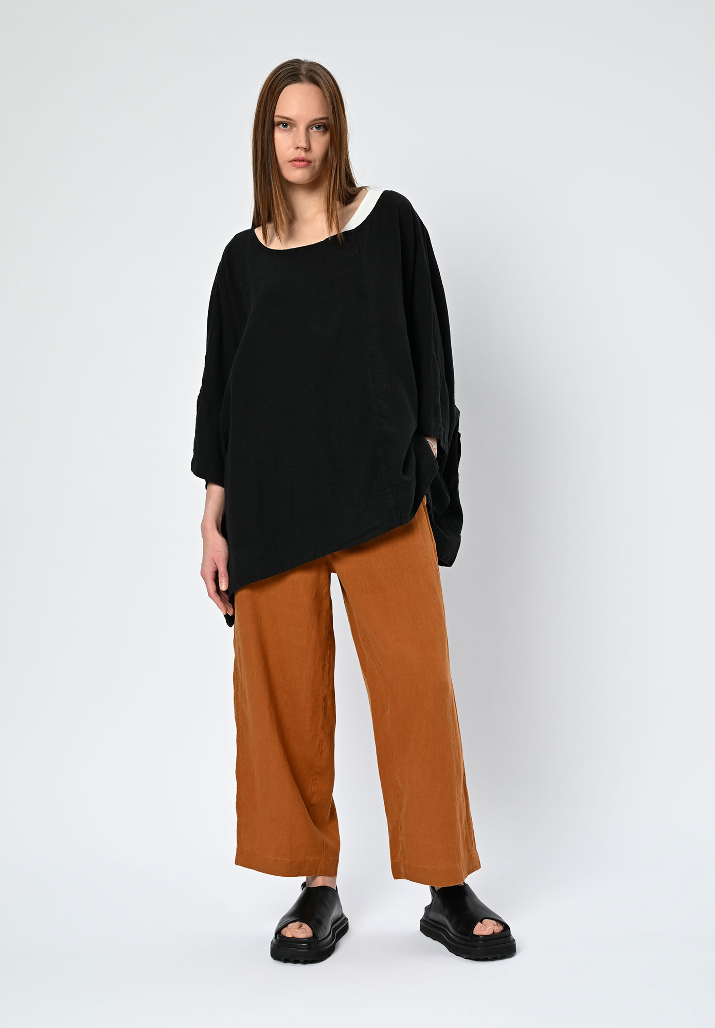 PAL OFFNER - CASUAL LINEN TROUSERS - TERRACOTTA