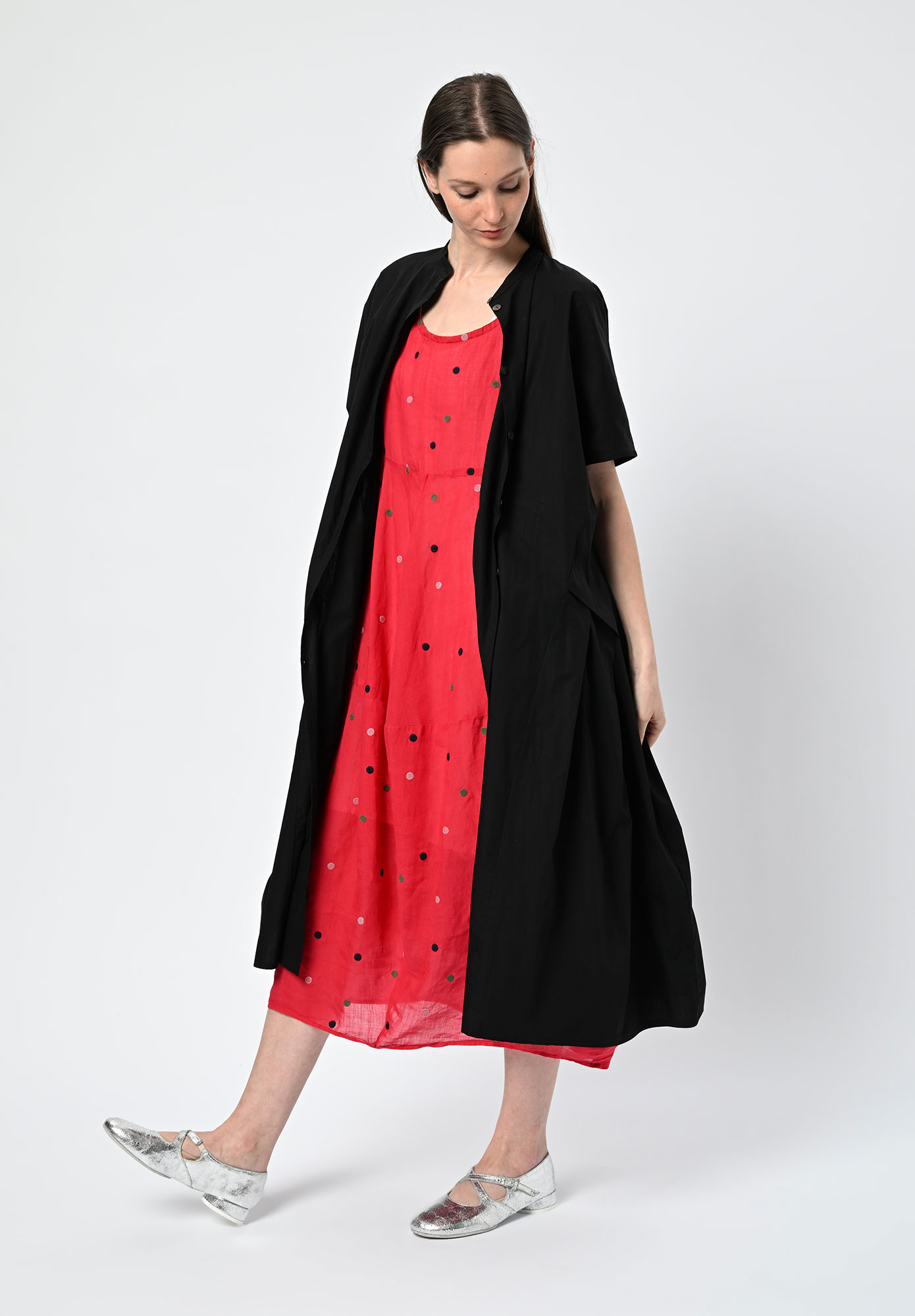 MOYURU - WAVE LENGTH PLEATED SHIRT DRESS - BLACK