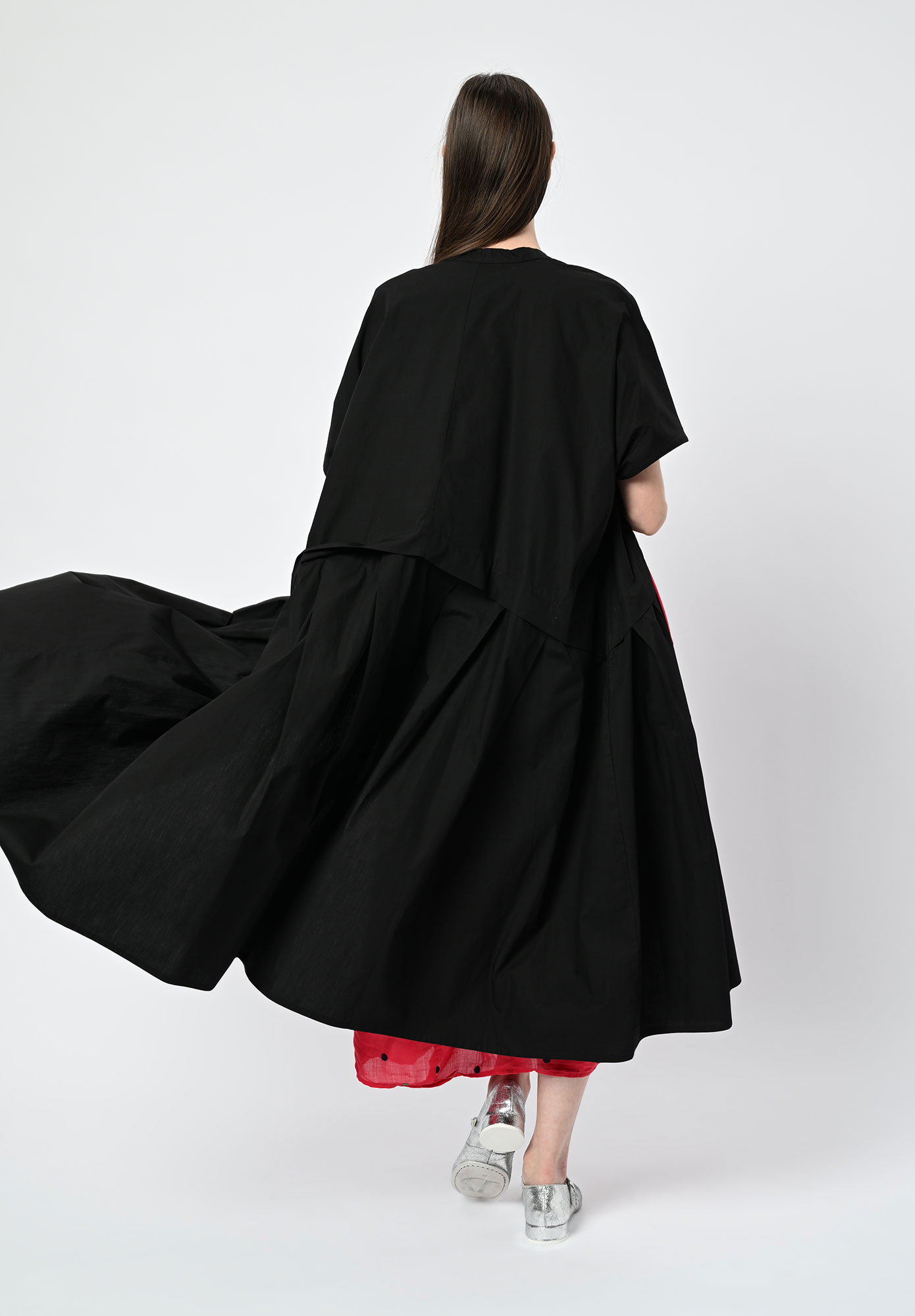 MOYURU - WAVE LENGTH PLEATED SHIRT DRESS - BLACK