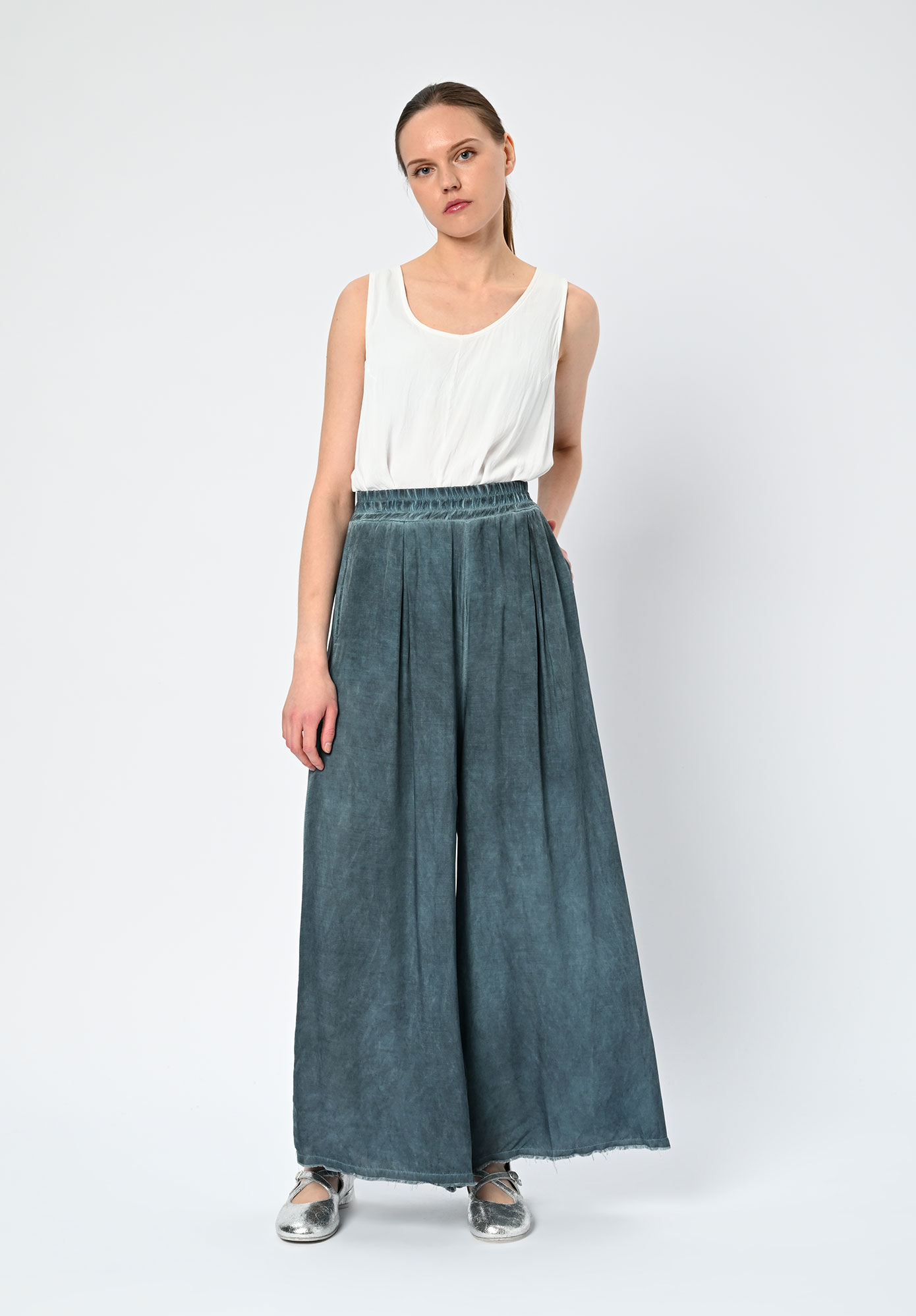SANCTAMUERTE - DRAPED LEG PANT - BLUE MATISSE