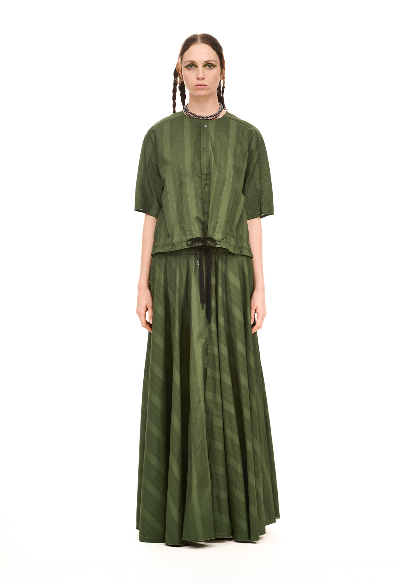 NOM*D - GRID BLOUSON - GREEN OLIVE