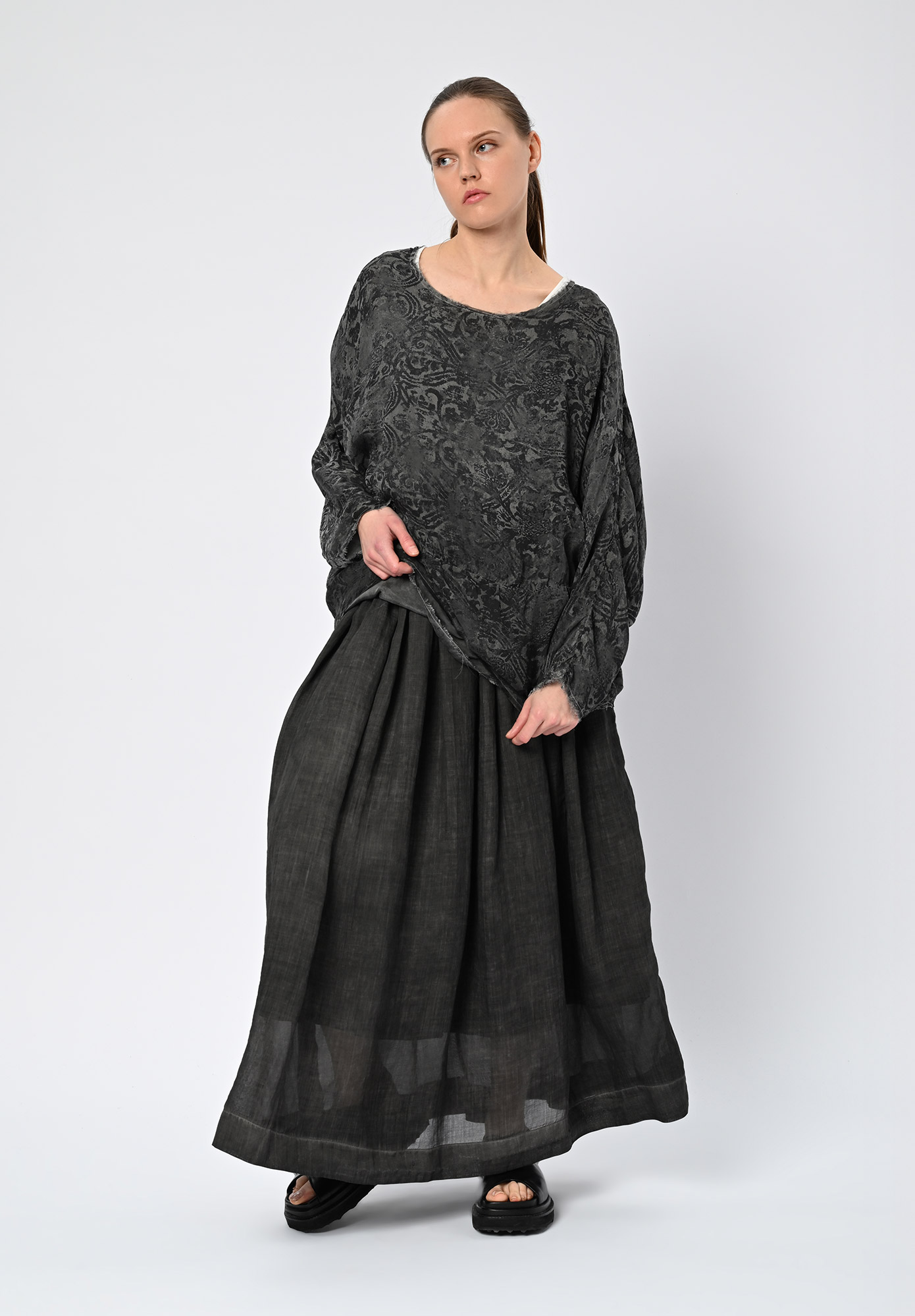 SANCTAMUERTE - LONG SLEEVE SHEER TOP - ANTHRACITE SANCTAMUERTE - LONG SLEEVE SHEER TOP - ANTHRACITE