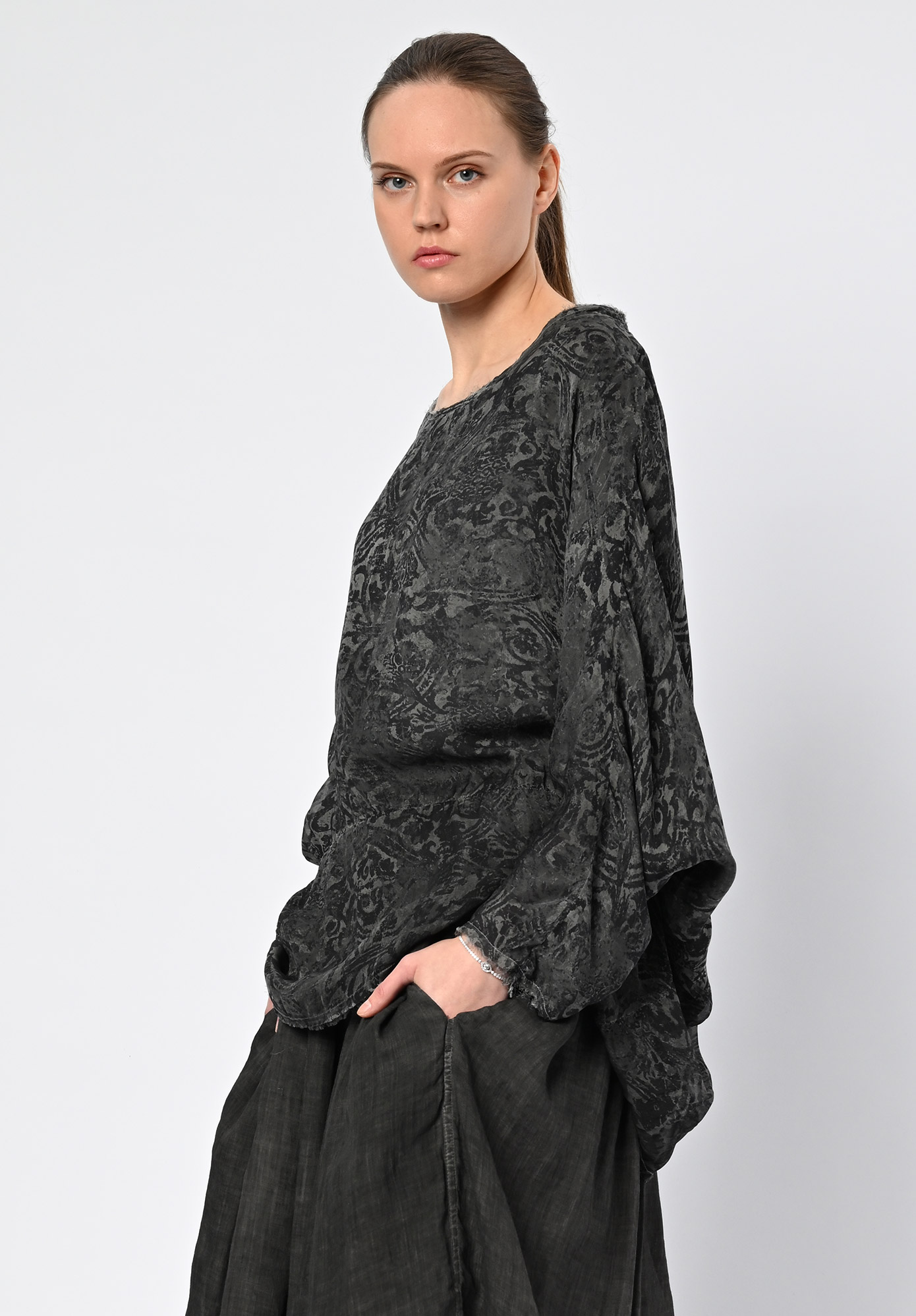 SANCTAMUERTE - LONG SLEEVE SHEER TOP - ANTHRACITE SANCTAMUERTE - LONG SLEEVE SHEER TOP - ANTHRACITE