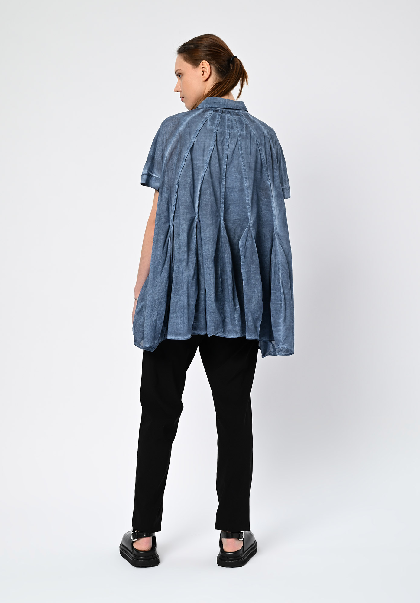 STUDIO RUNDHOLZ | BLACK LABEL - PANELLED SHIRT SHORT SLEEVE - NAVY CLOUD STUDIO RUNDHOLZ | BLACK LABEL - PANELLED SHIRT SHORT SLEEVE - NAVY CLOUD