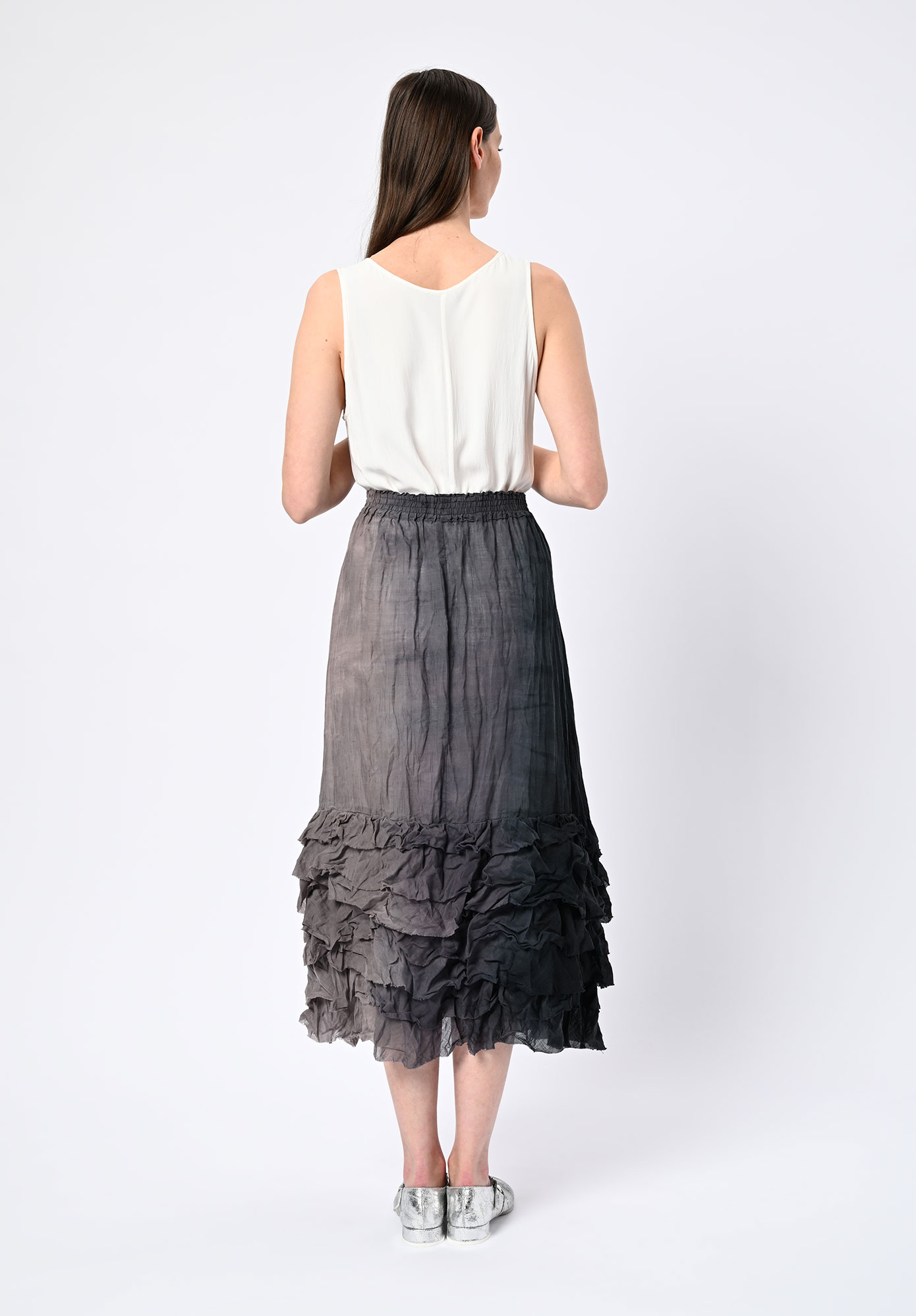 PRIVATSACHEN - ZENTRALKNAPP RUFFLE SKIRT - MUSKAT | CHARCOAL