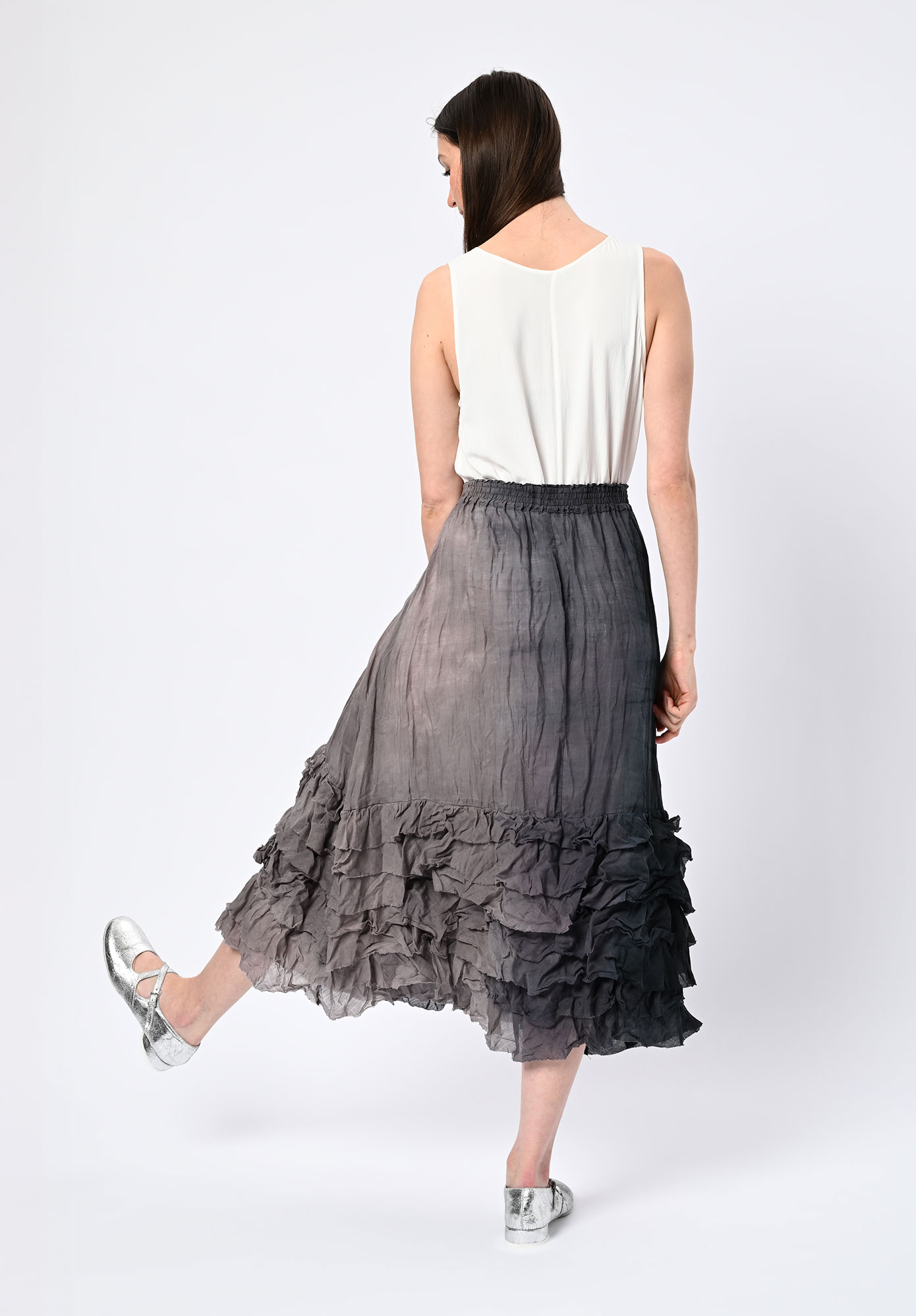 PRIVATSACHEN - ZENTRALKNAPP RUFFLE SKIRT - MUSKAT | CHARCOAL