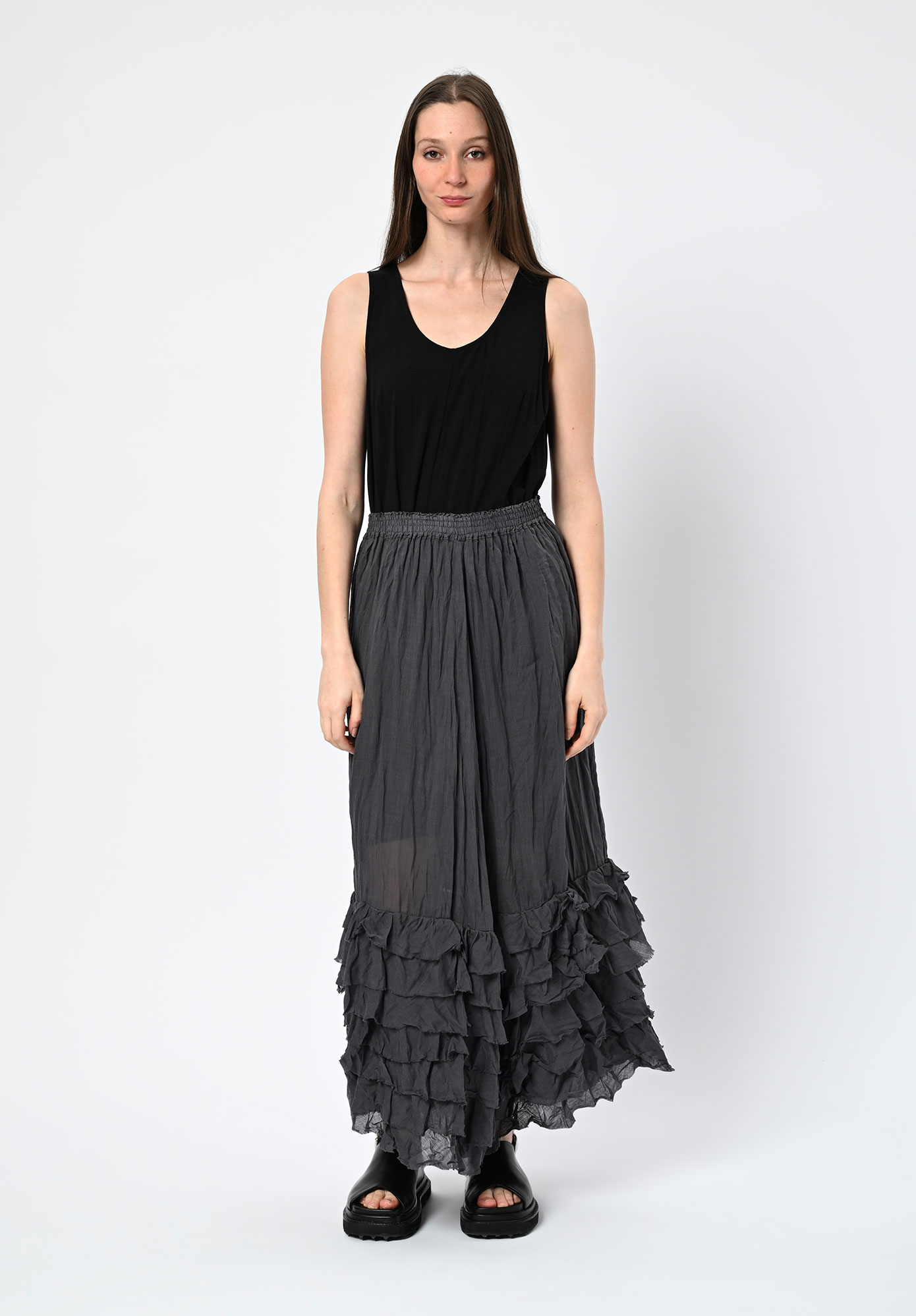 PRIVATSACHEN - FEMINE RUFFLE SKIRT - MUSKAT | CHARCOAL